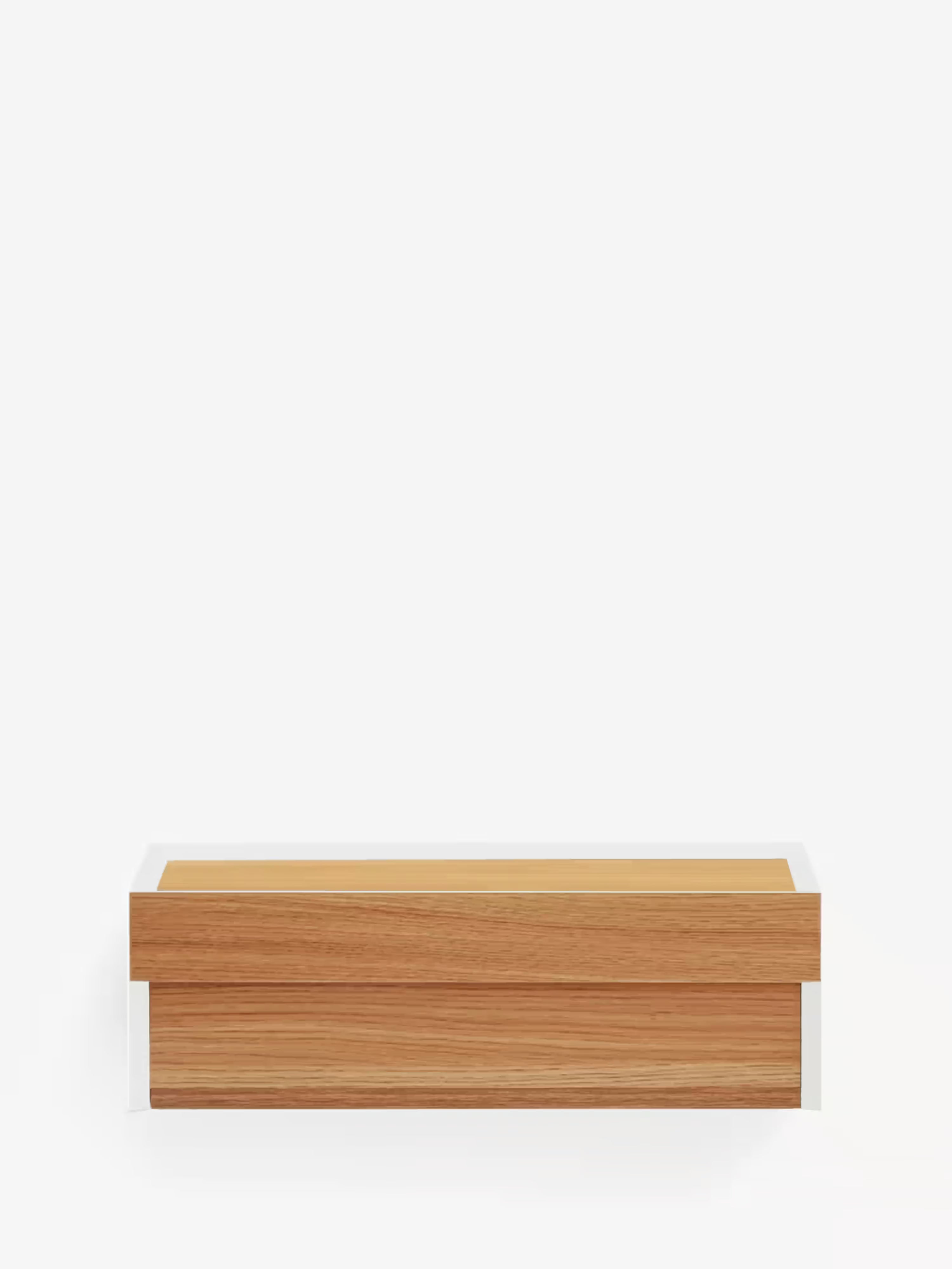 Arista mesita de noche suspendida blanca y sobre de roble - 1 cajón 50 x 16 cm