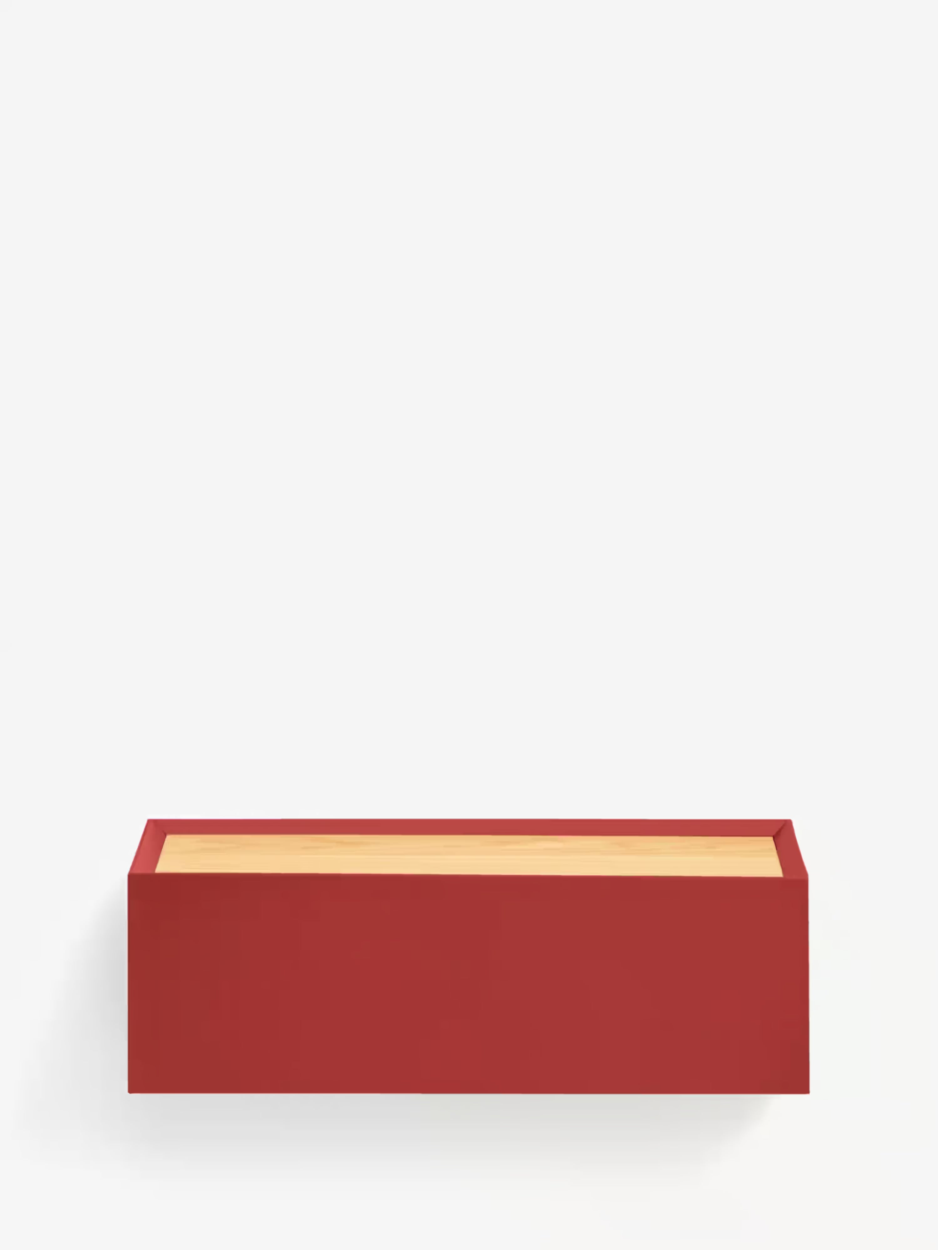 Arista suspended bedside table burgundy with oak top - 1 drawer 50 x 16 cm