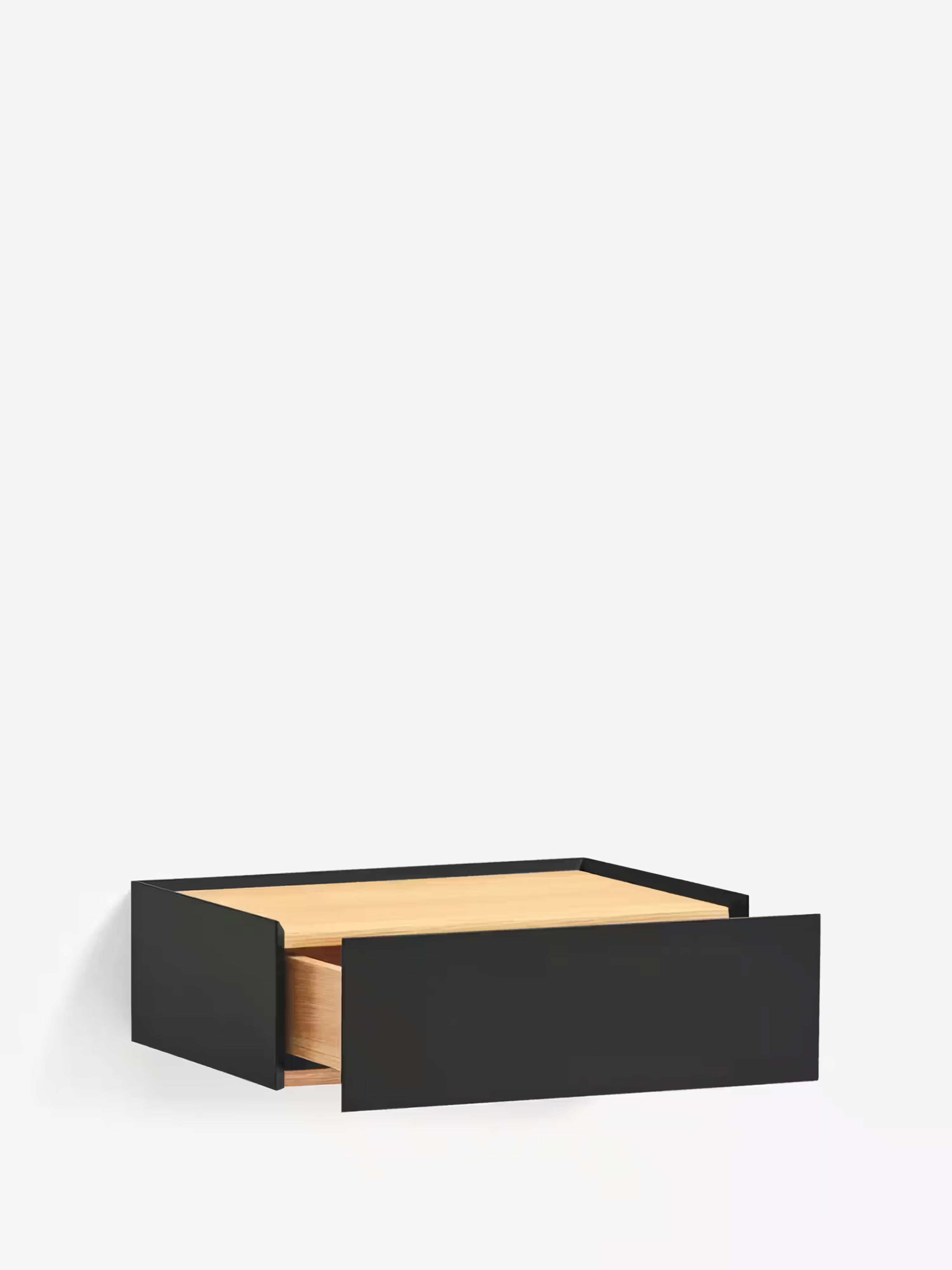 Arista mesita de noche suspendida negra y sobre de roble - 1 cajón 50 x 16 cm