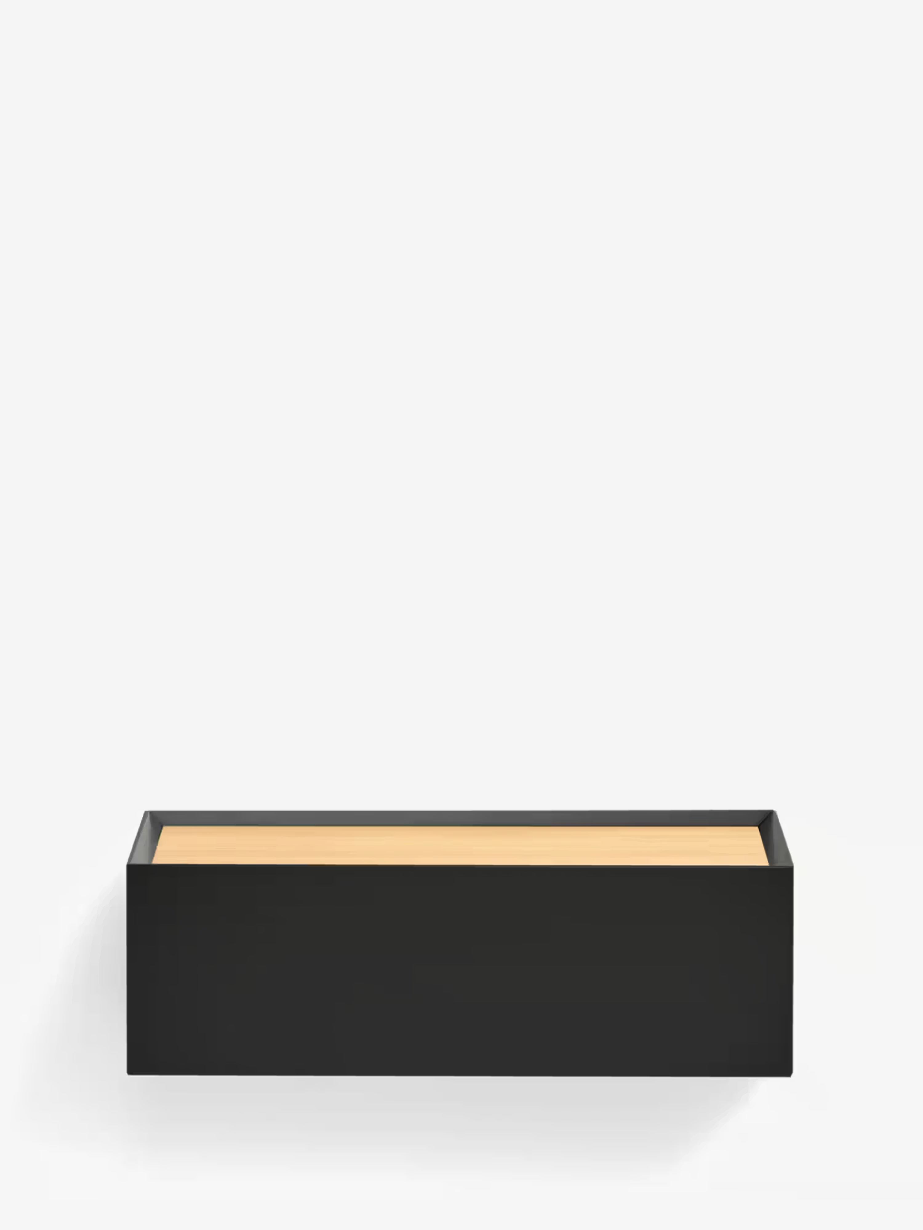 Arista suspended bedside table black with oak top - 1 drawer 50 x 16 cm
