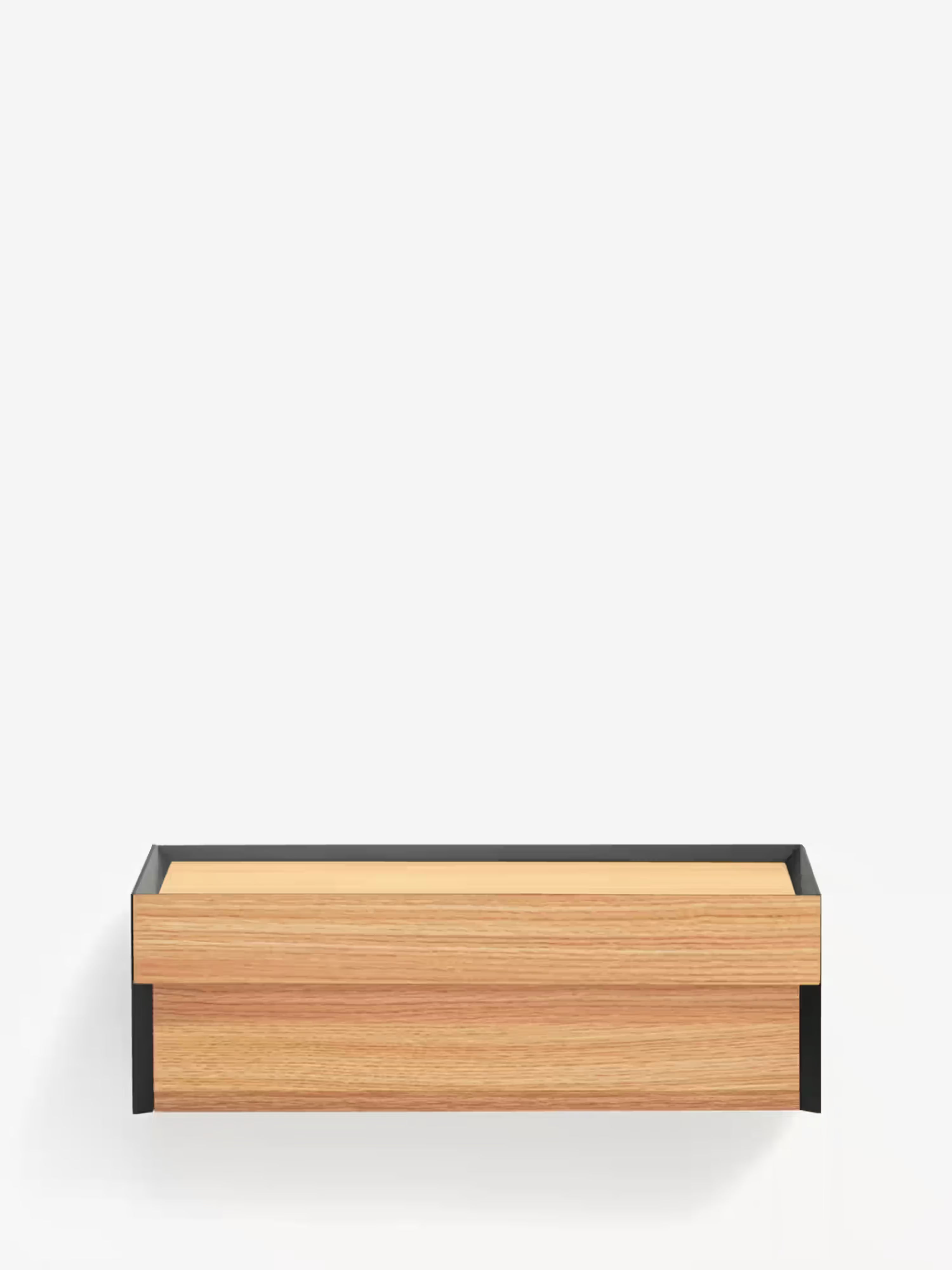 Arista mesita de noche suspendida negra y sobre de roble - 1 cajón 50 x 16 cm