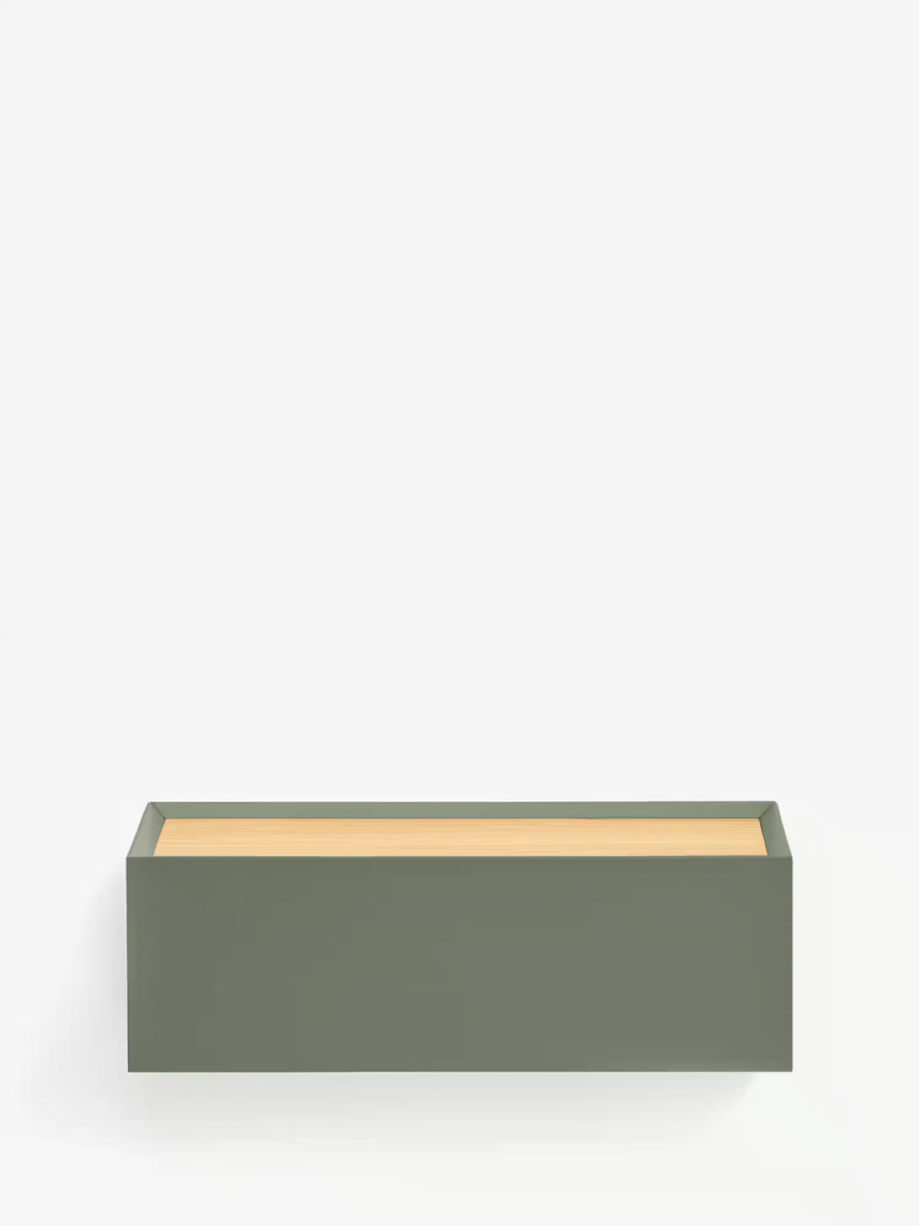 Arista suspended bedside table green with oak top - 1 drawer 50 x 16 cm
