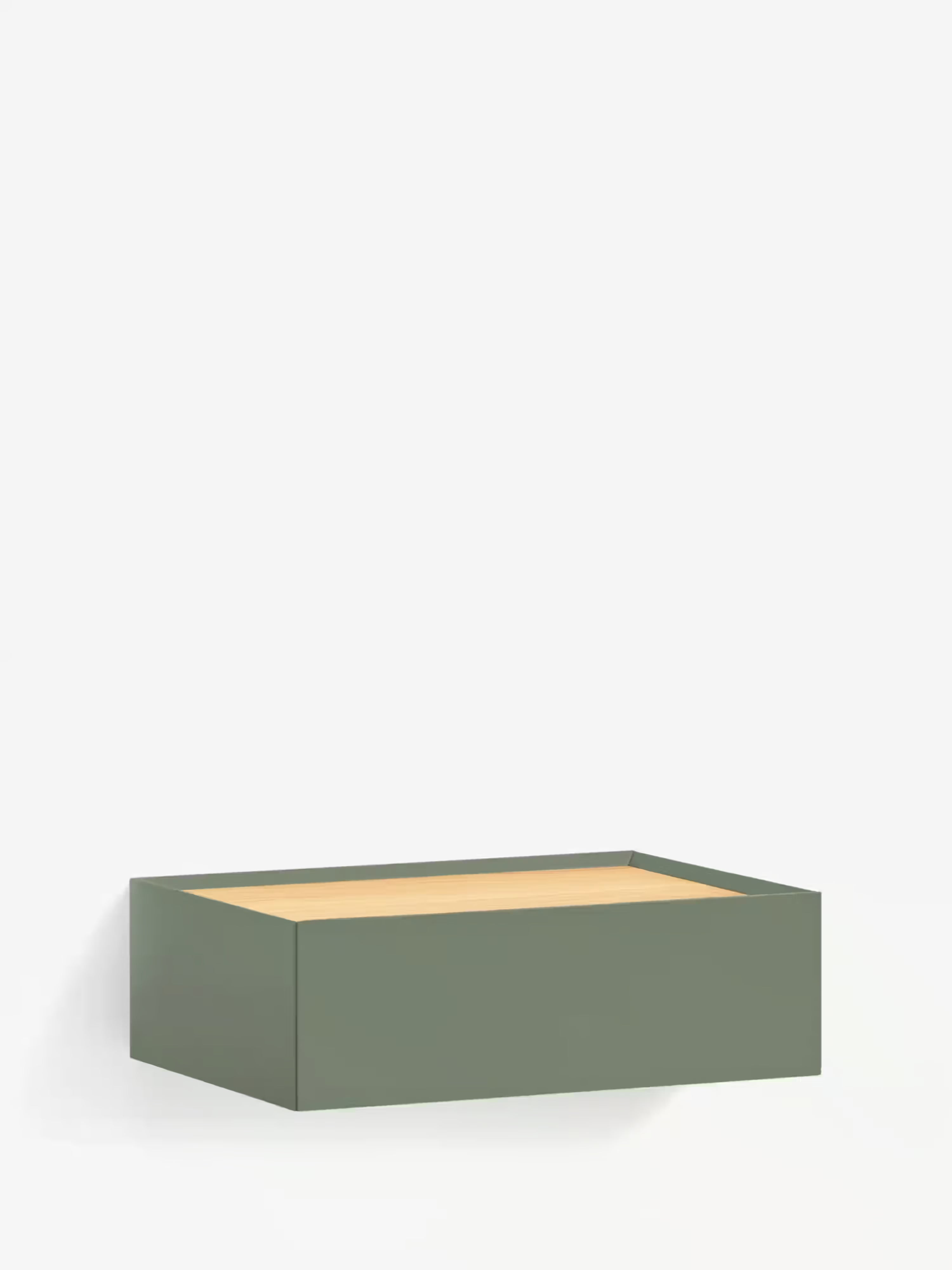 Arista mesita de noche suspendida verde y tablero en roble - 1 cajón 50 x 16 cm