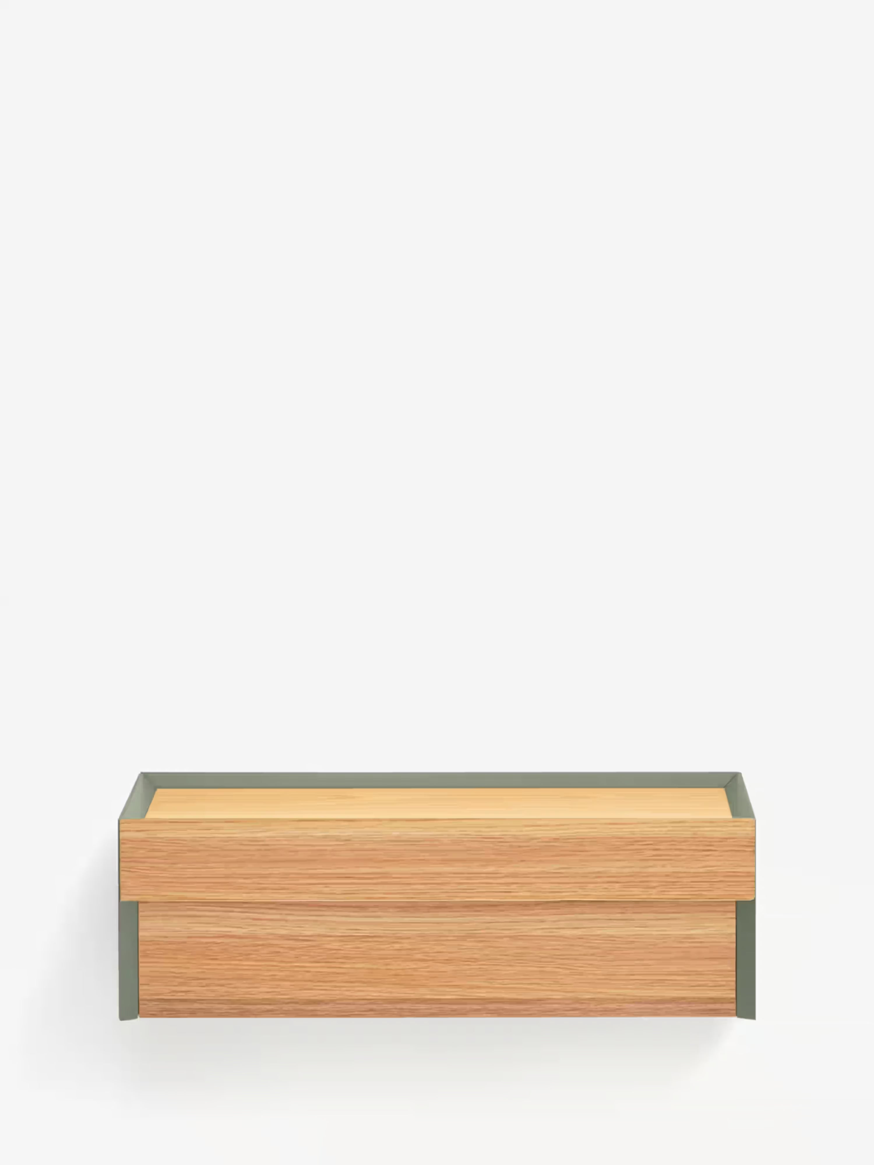 Arista mesita de noche suspendida verde y tablero en roble - 1 cajón 50 x 16 cm