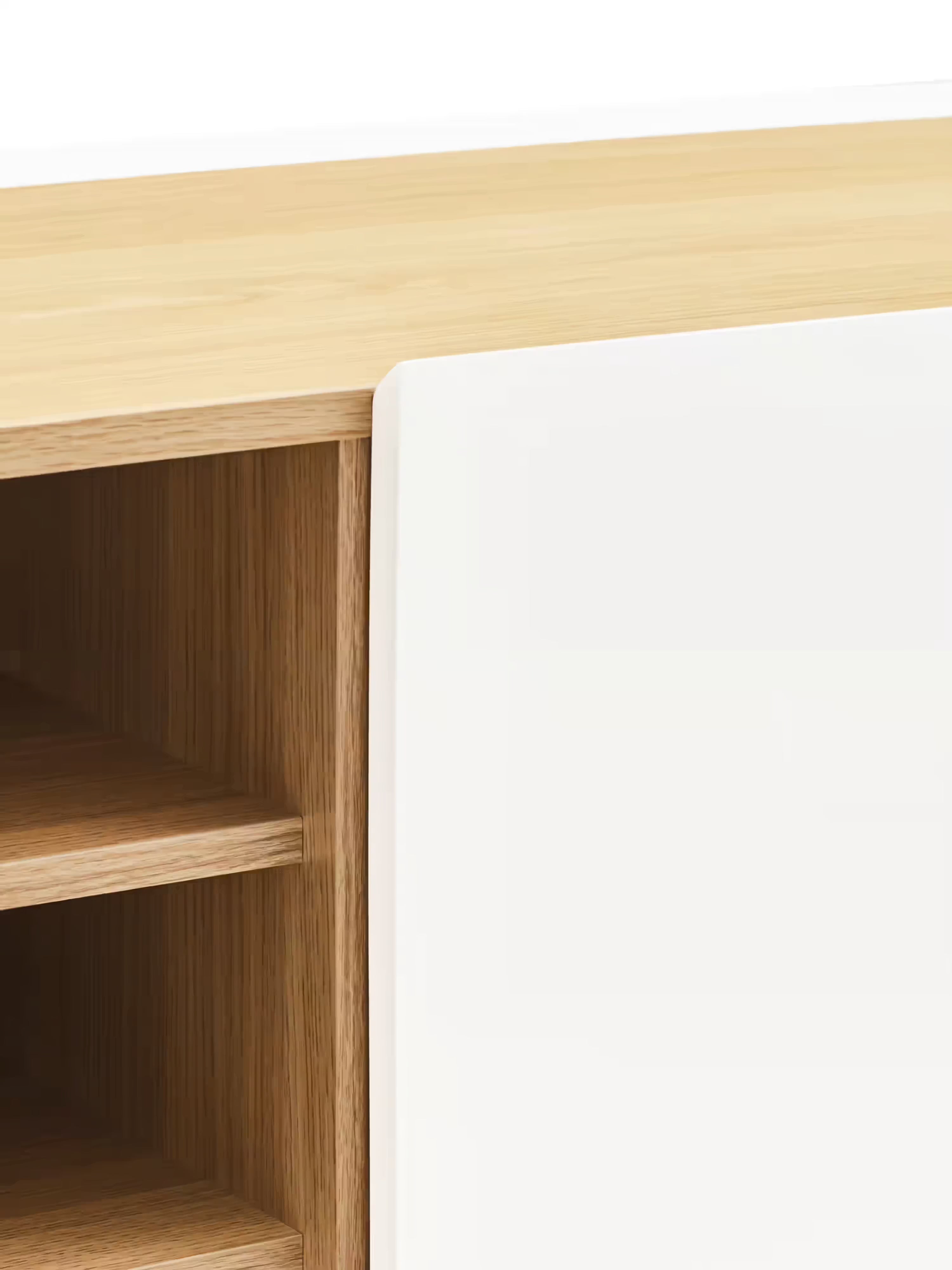 Arista aparador alto blanco y madera de roble - 3 puertas y 10 compartimentos para botellas 95 x 120 cm