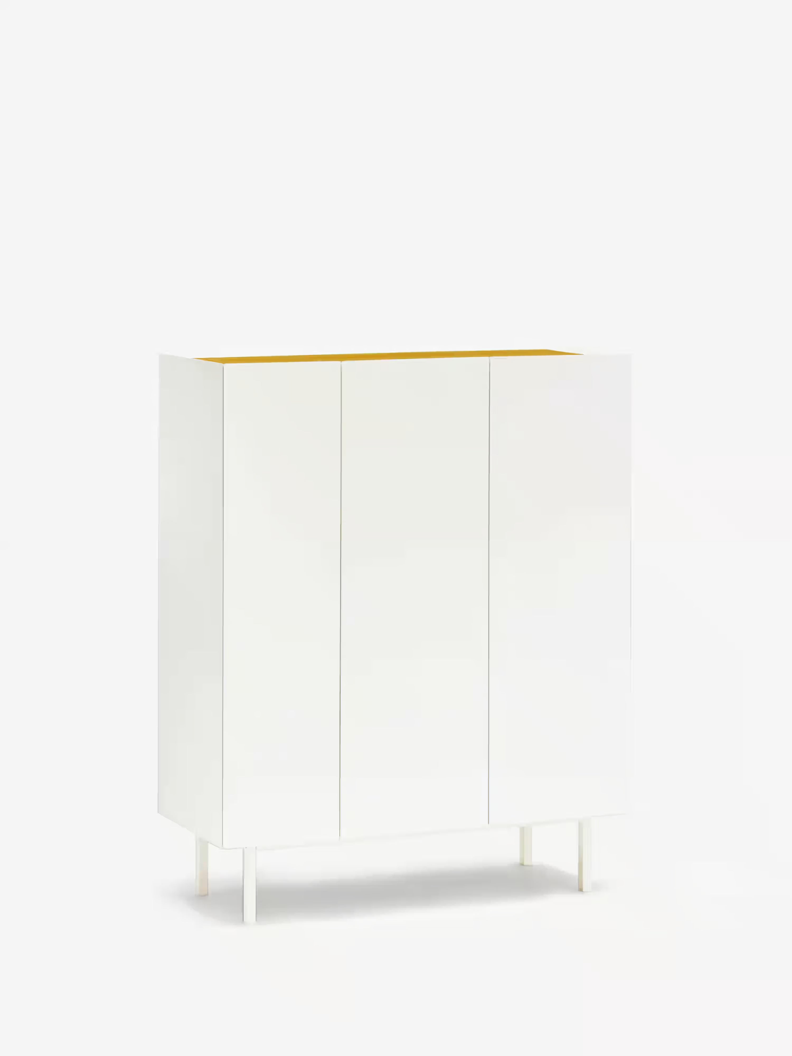 Arista aparador alto blanco y madera de roble - 3 puertas y 10 compartimentos para botellas 95 x 120 cm