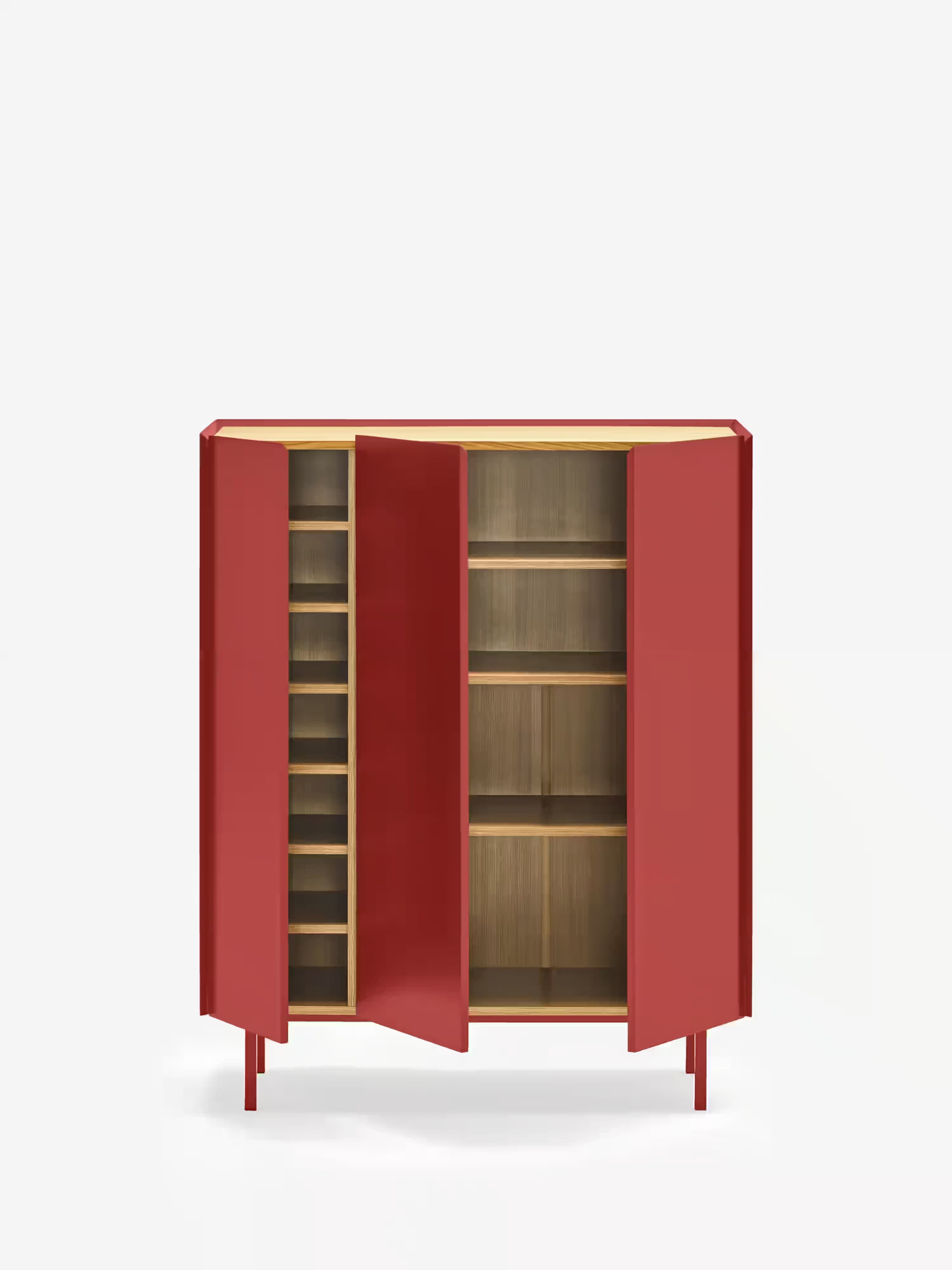 Arista aparador alto burdeos y roble claro - 3 puertas y 10 compartimentos para botellas 95 x 120 cm