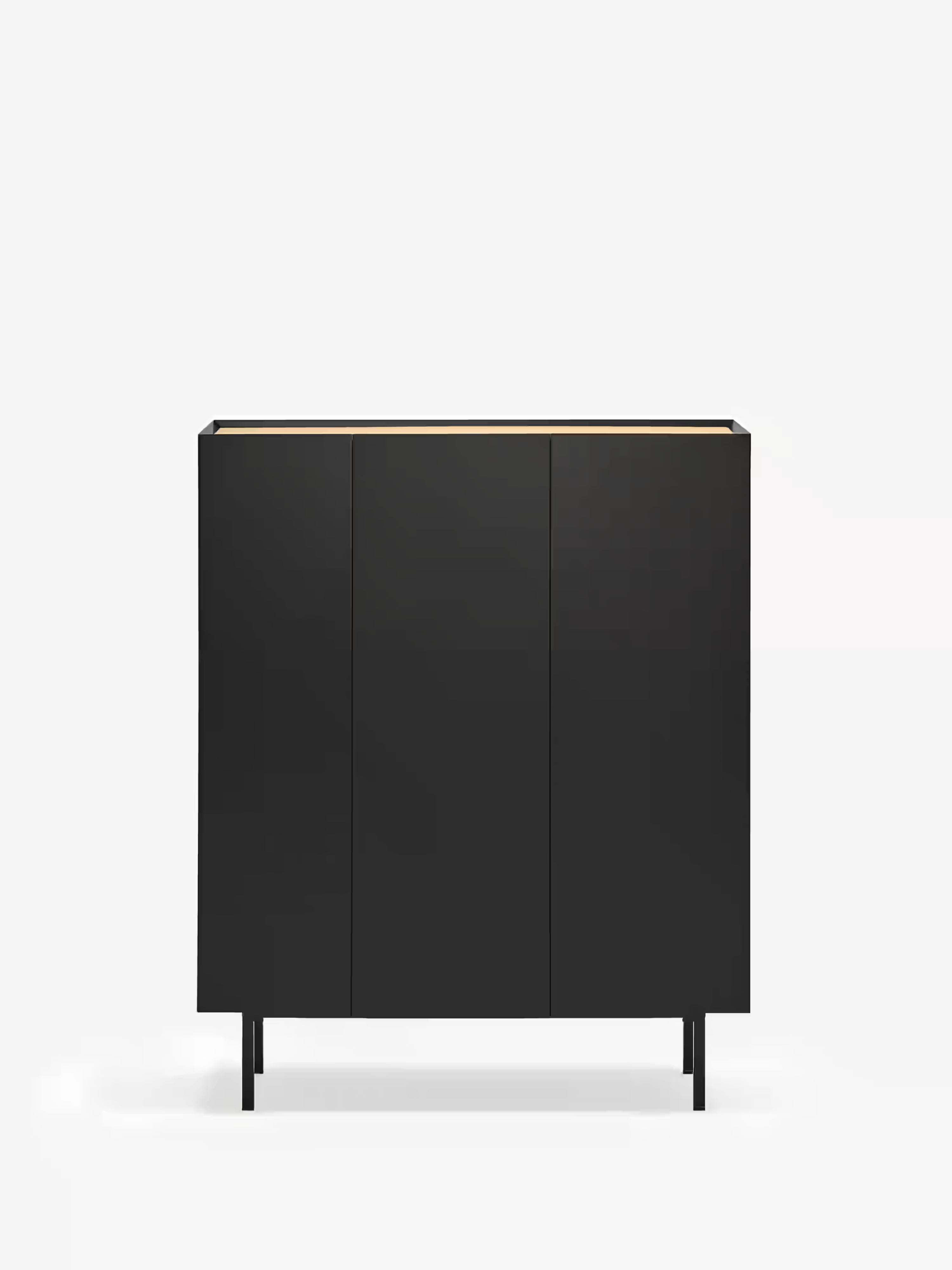 Arista tall sideboard in black and oak wood - 3 doors and 10 bottle compartments 95 x 120 cm