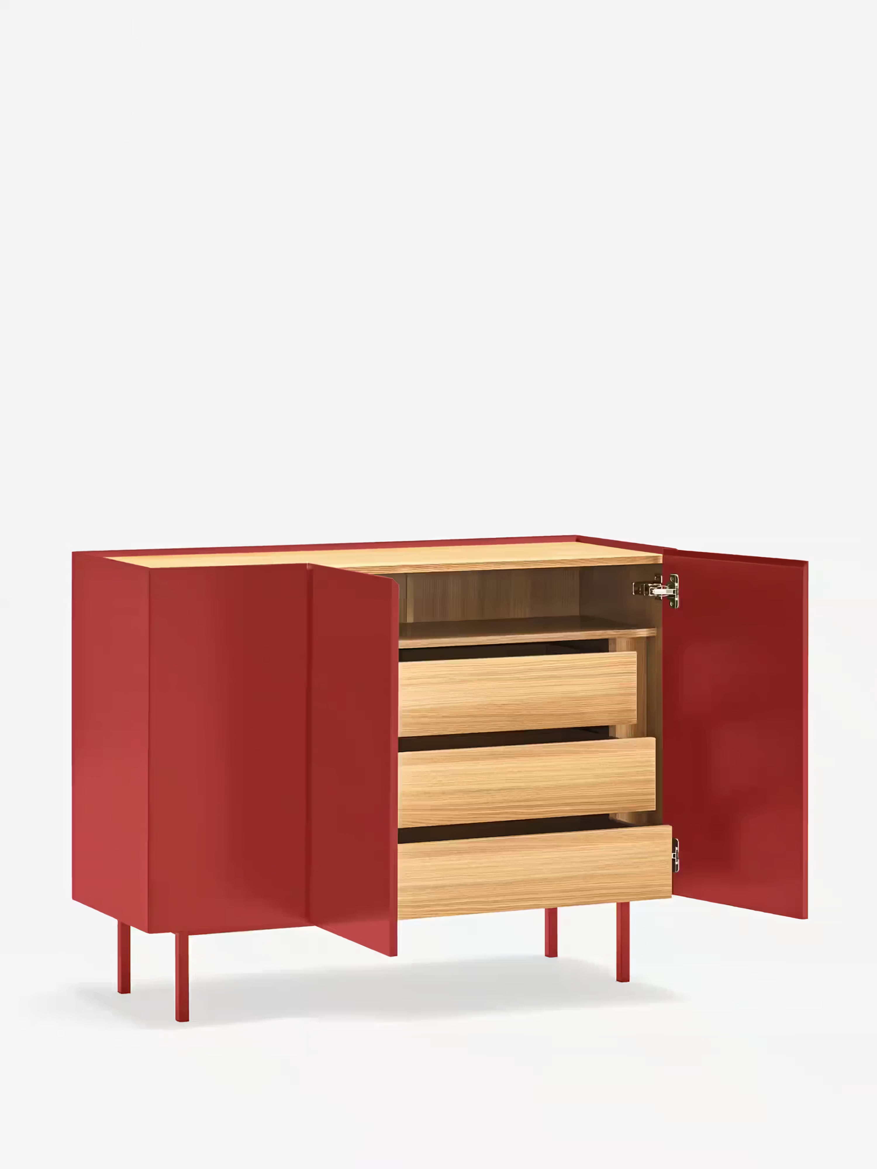 Arista aparador burdeos y roble claro - aparador moderno de 3 puertas 110 x 85 cm