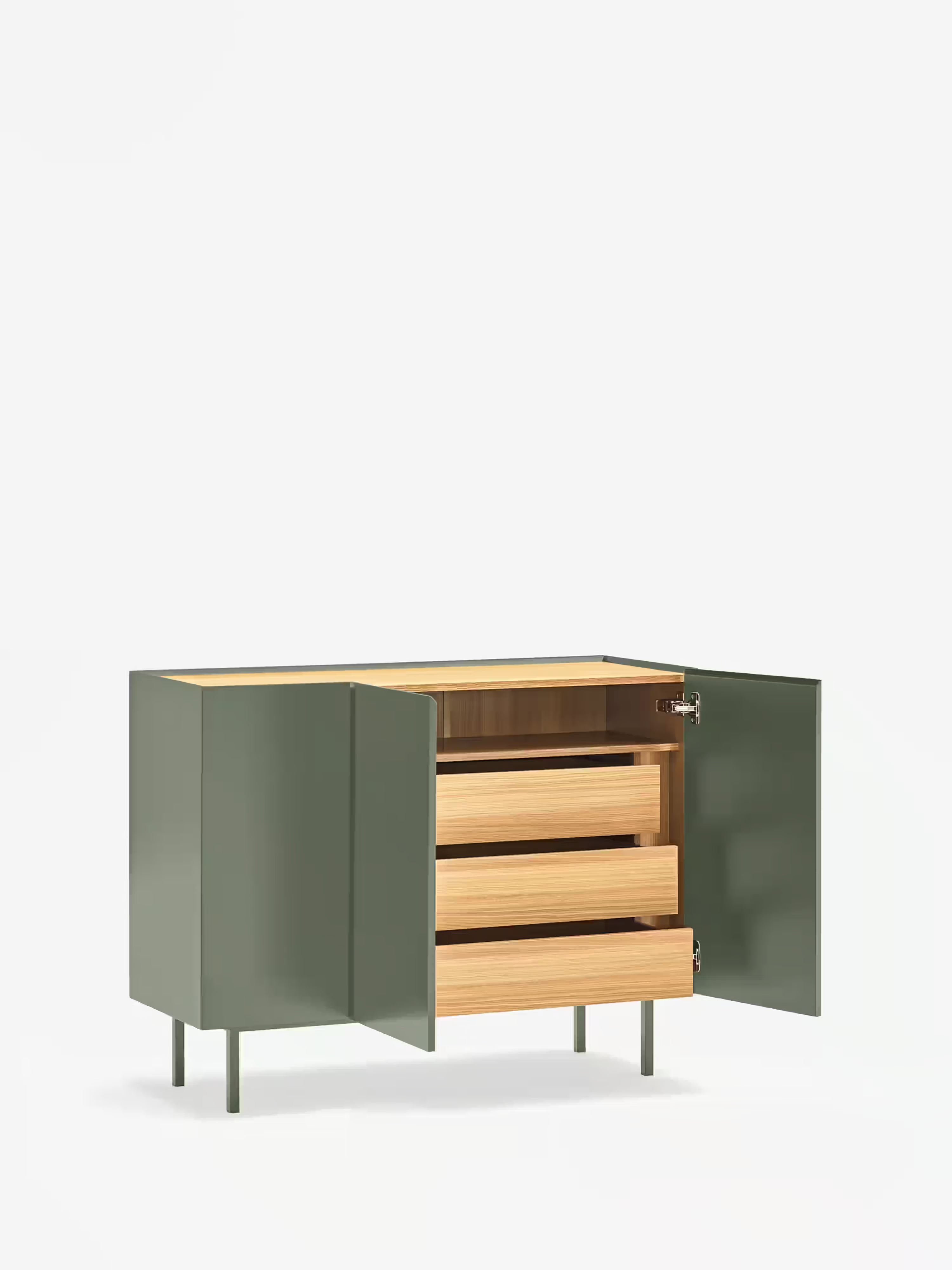 Arista aparador verde y roble claro - aparador moderno de 3 puertas 110 x 85 cm