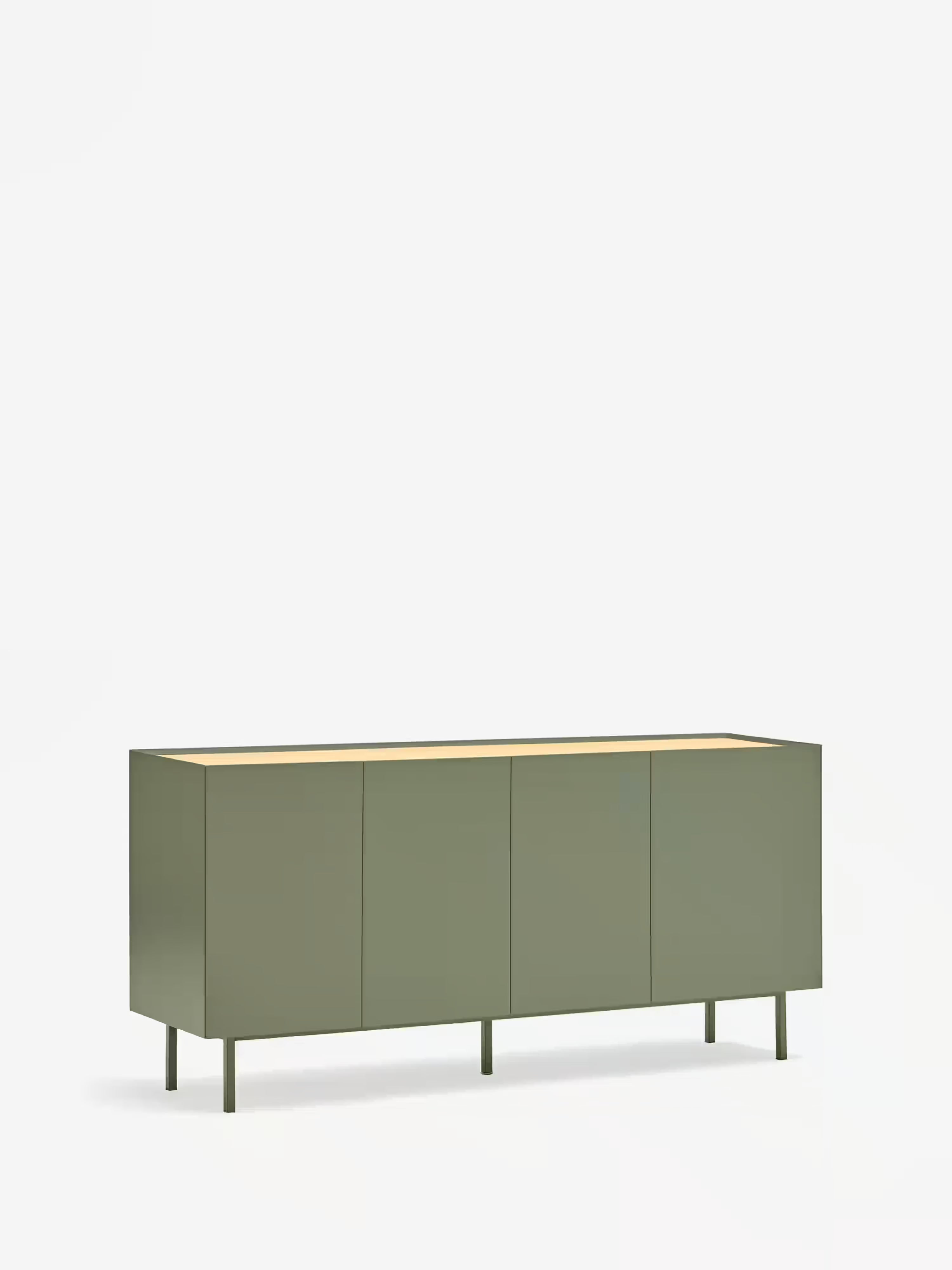 Arista aparador bajo verde y roble claro - aparador moderno de 4 puertas 165 x 78 cm
