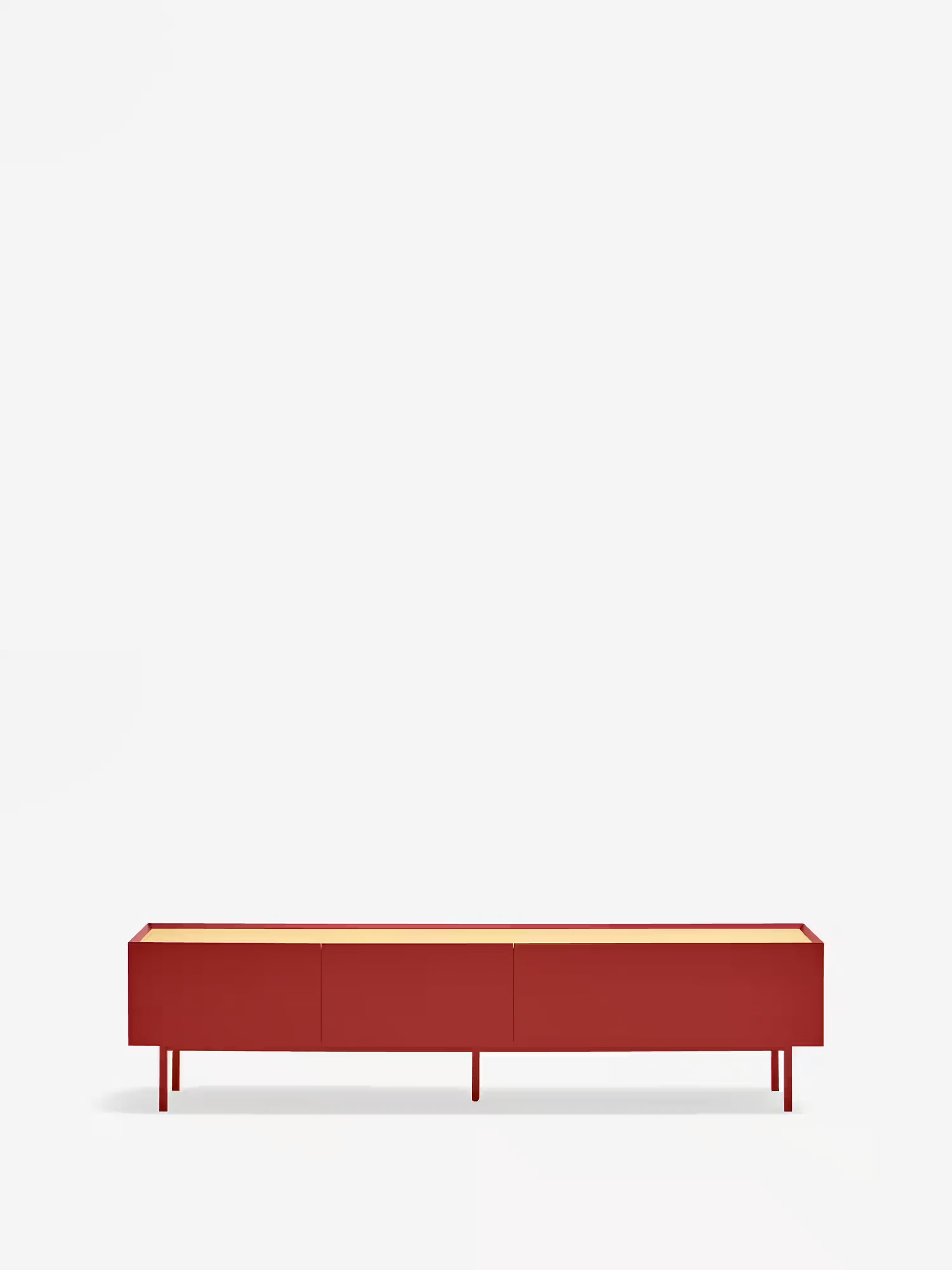 Arista TV unit in burgundy lacquered MDF and light oak | Modern design 180 x 45 cm
