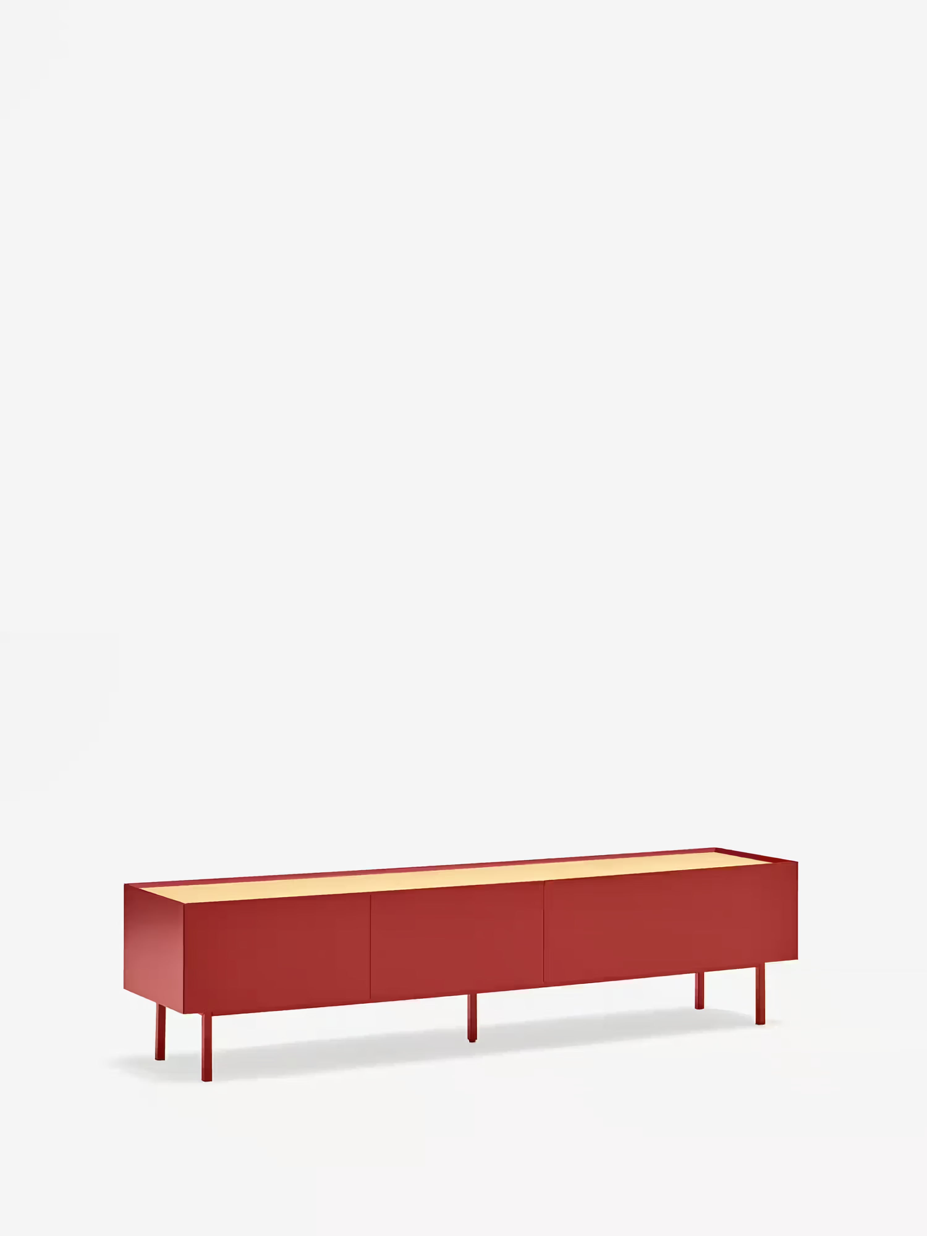 Arista TV unit in burgundy lacquered MDF and light oak | Modern design 180 x 45 cm