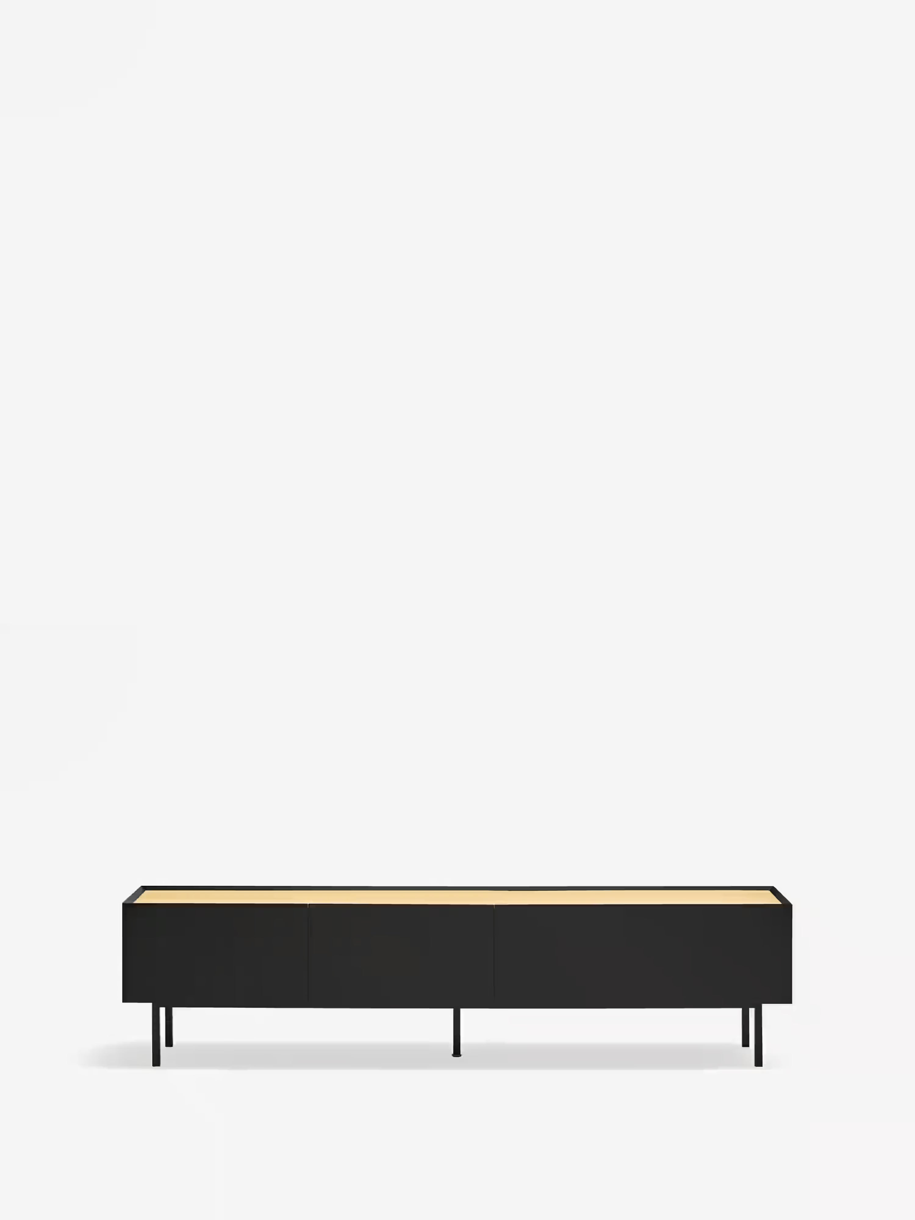 Arista TV unit in black lacquered MDF and light oak | Modern design 180 x 45 cm