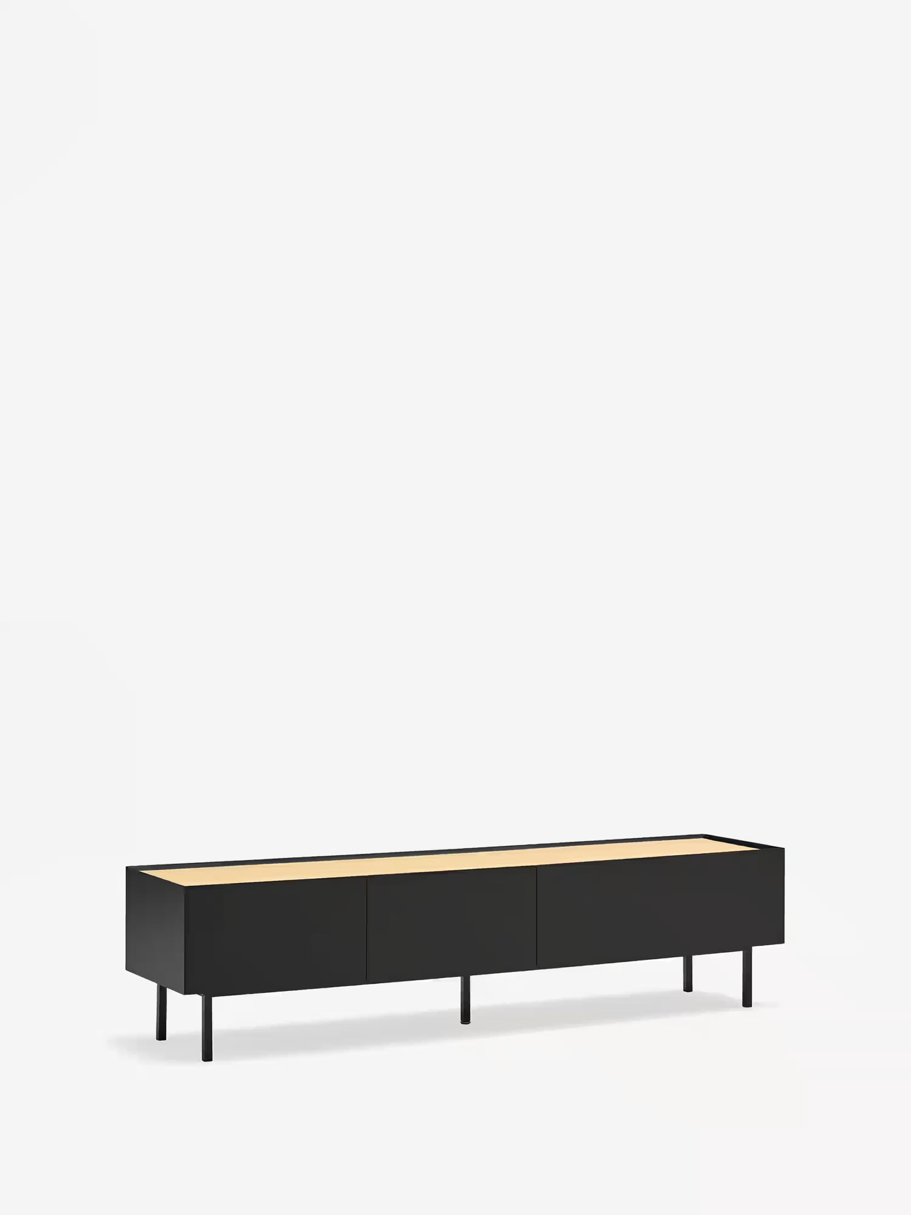 Arista TV unit in black lacquered MDF and light oak | Modern design 180 x 45 cm