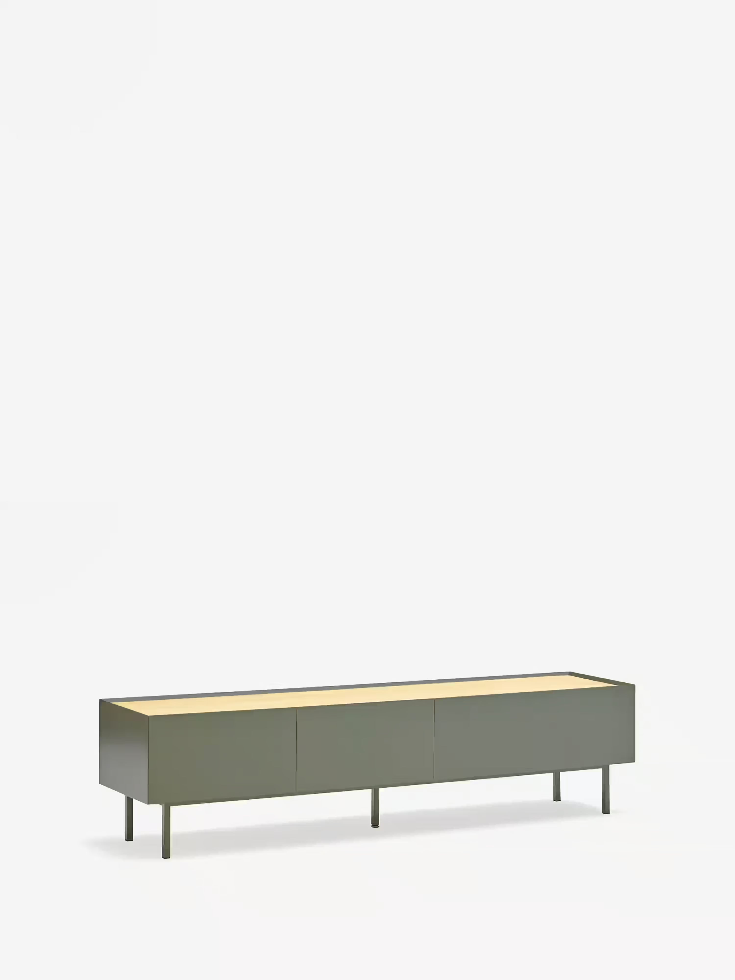 Arista TV unit in green lacquered MDF and light oak | Modern design 180 x 45 cm