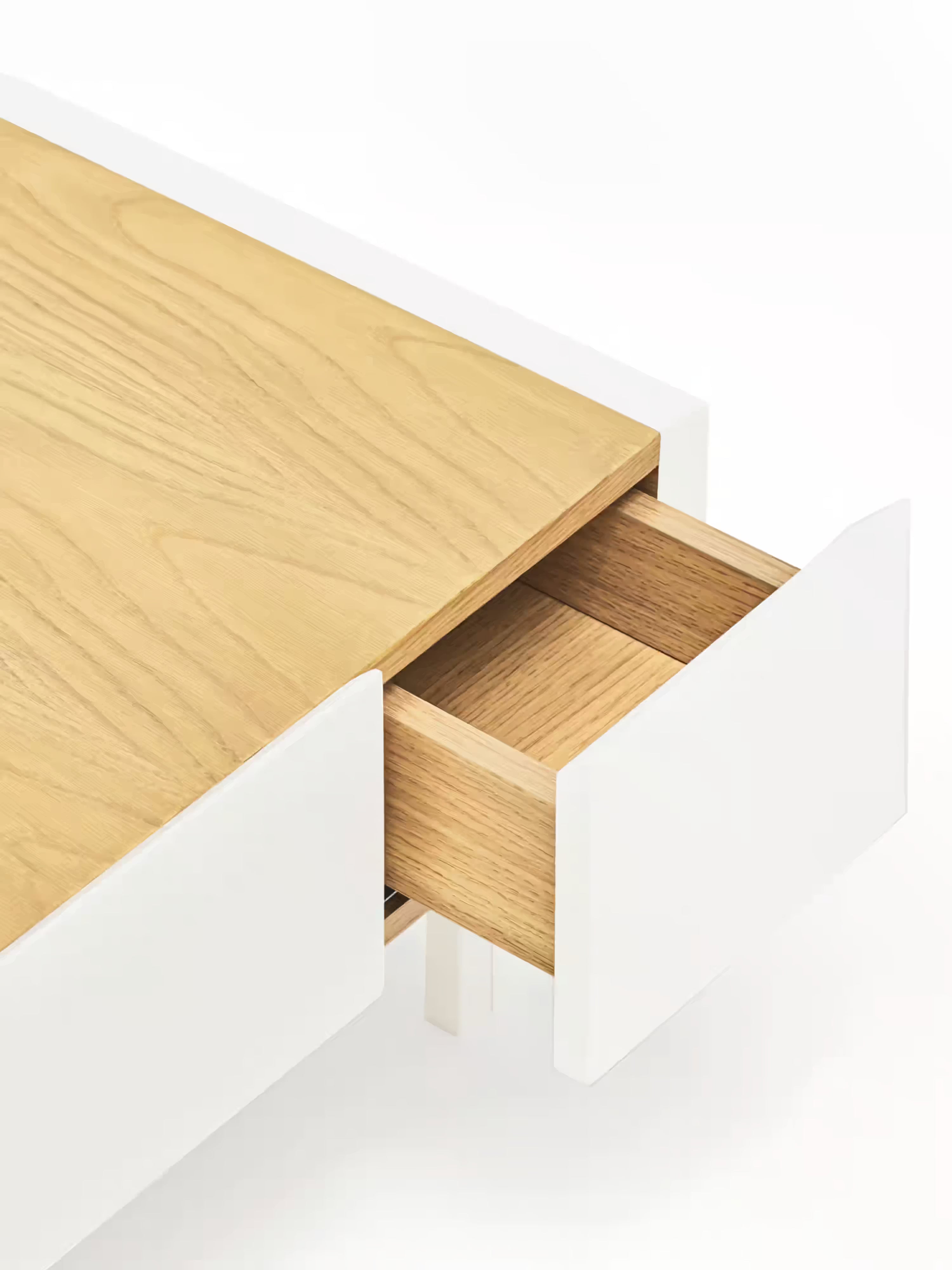 Arista tavolino da Salotto con 2 cassetti bianco e piano in rovere 110 x 34 cm