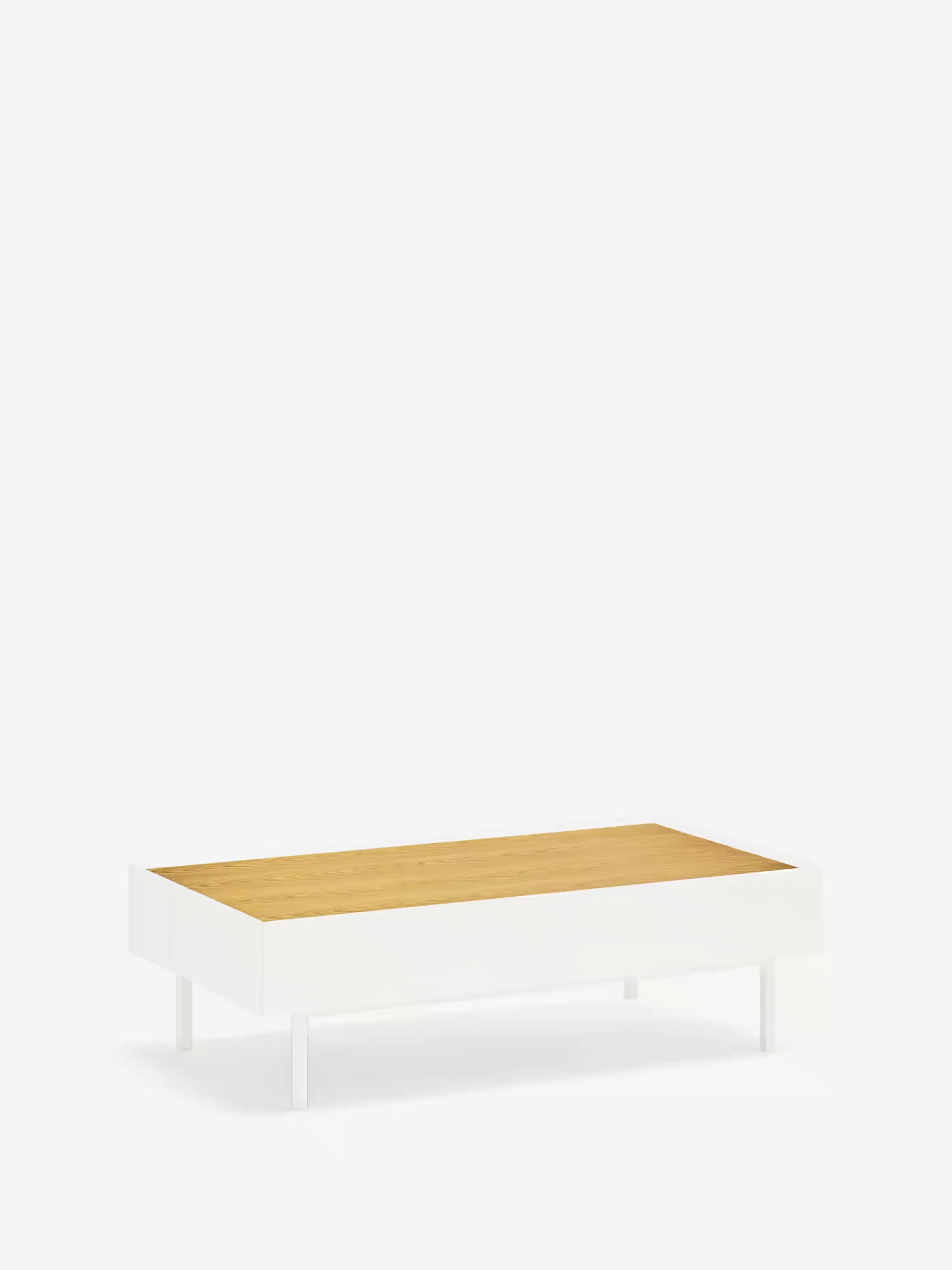 Arista Couchtisch mit 2 Schubladen in Weiß und Eichenplatte 110 x 34 cm