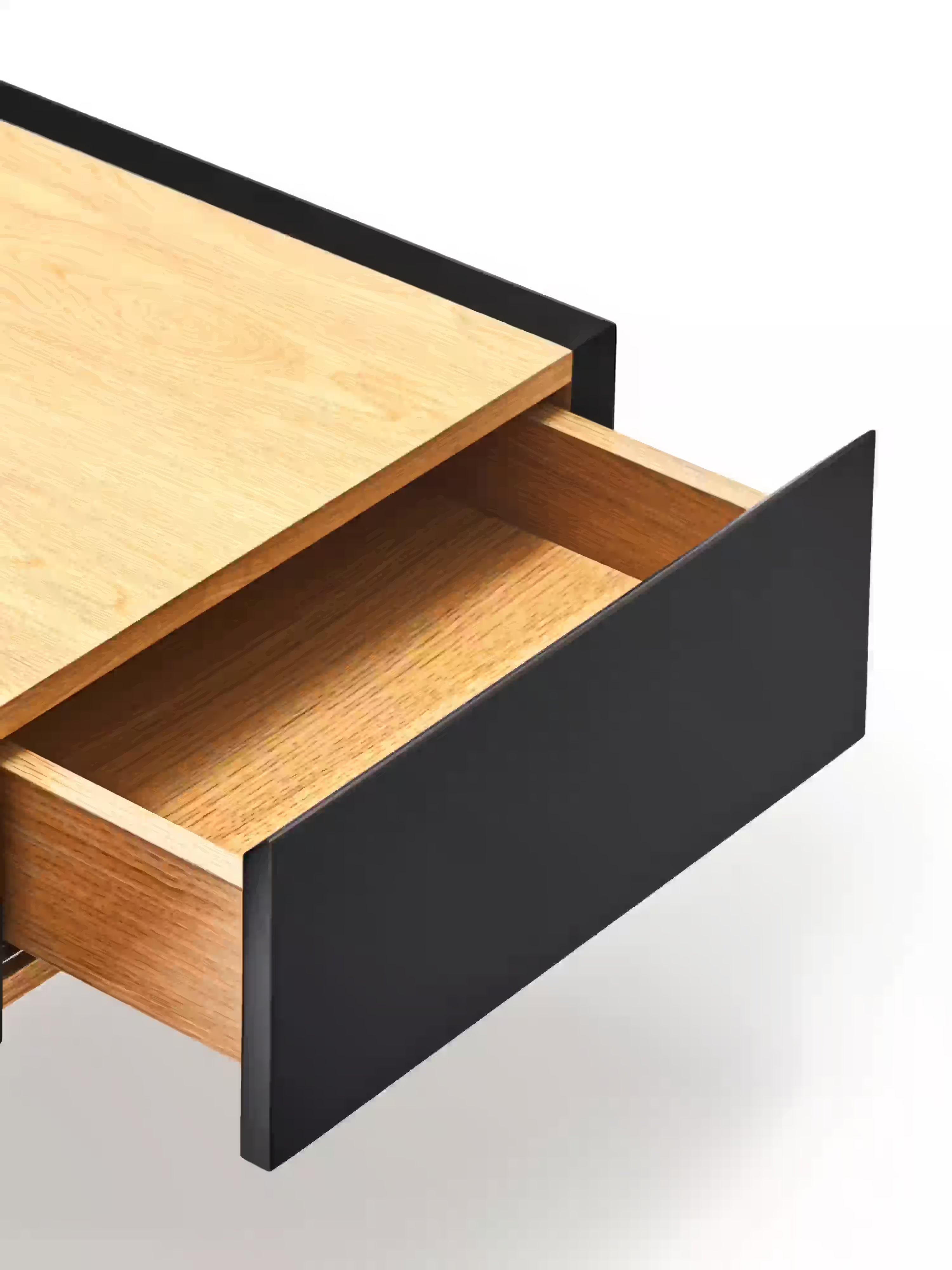 Arista Couchtisch mit 2 Schubladen in Schwarz und Eichenplatte 110 x 34 cm