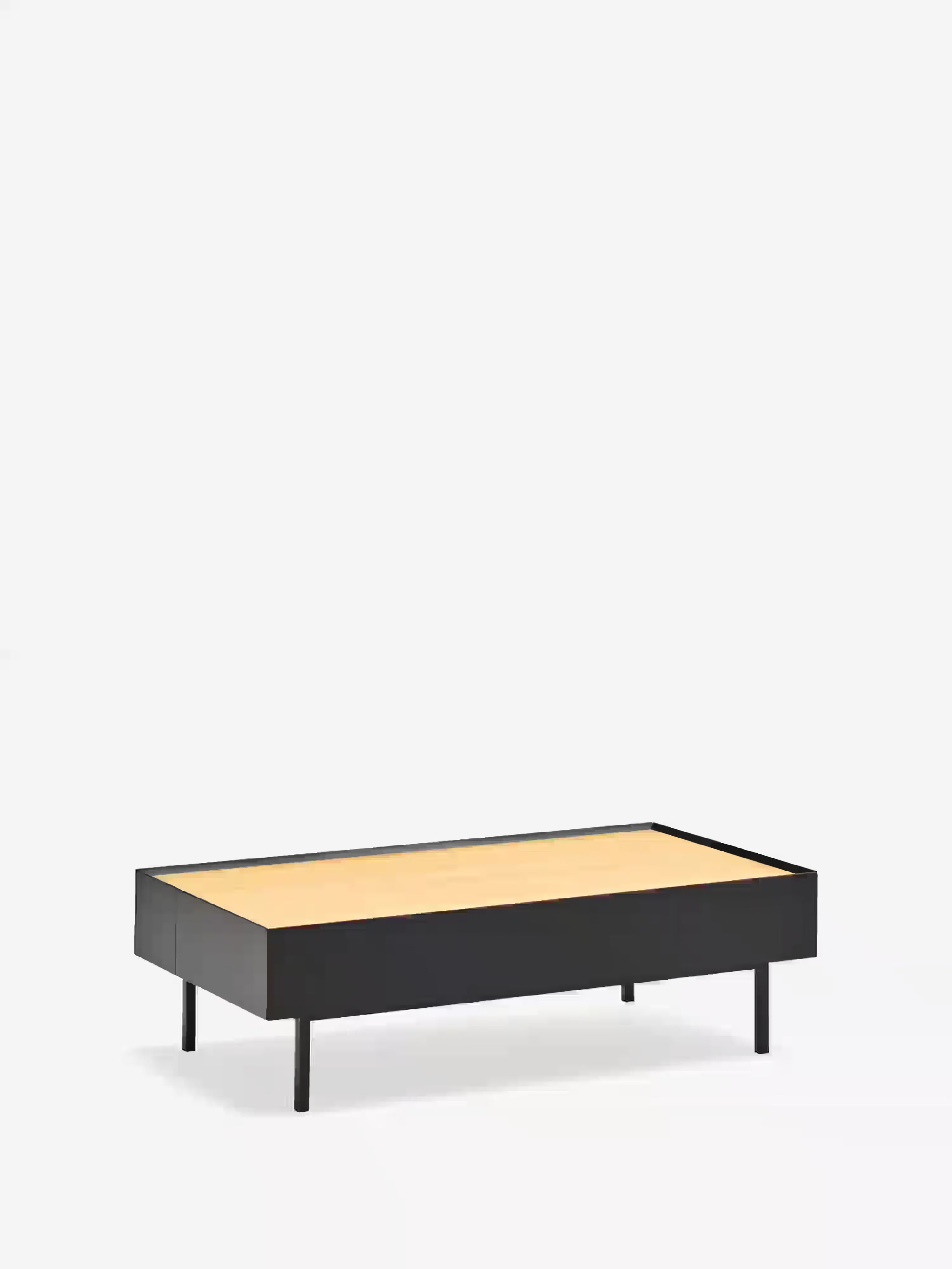 Arista Couchtisch mit 2 Schubladen in Schwarz und Eichenplatte 110 x 34 cm