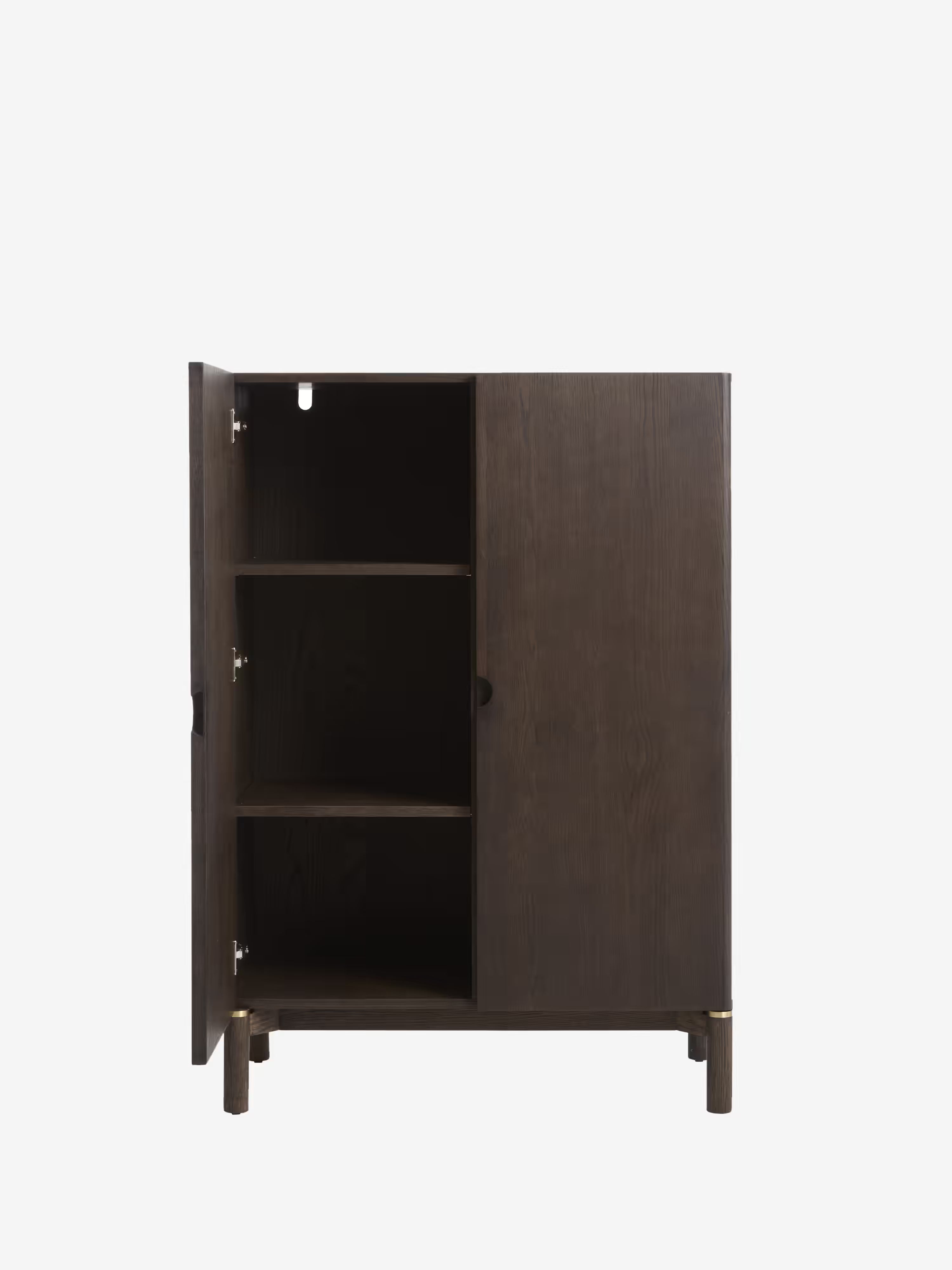 Arun Tall cabinet in dark solid wood - brass finishes 90 x 130 cm