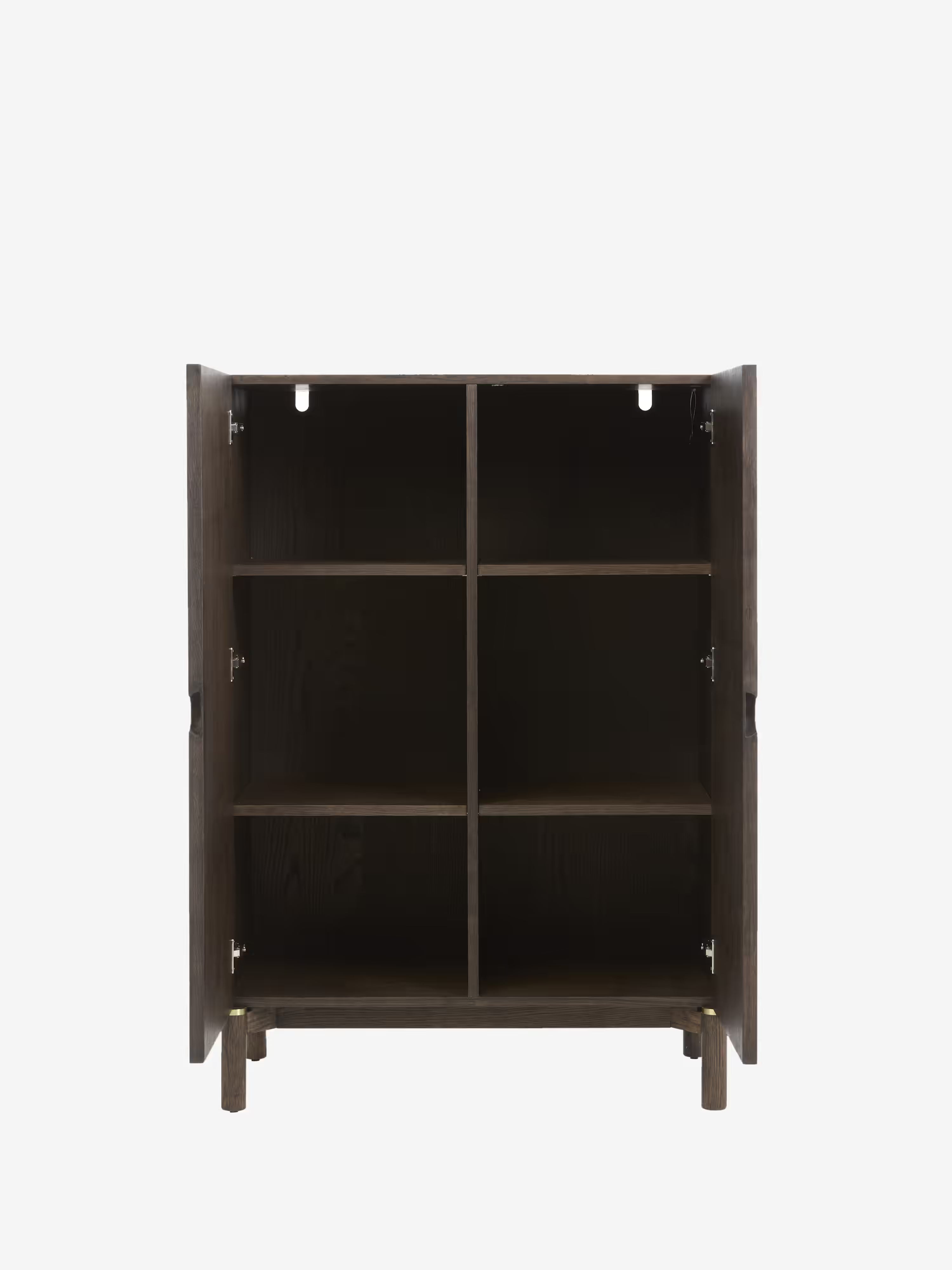 Arun Tall cabinet in dark solid wood - brass finishes 90 x 130 cm