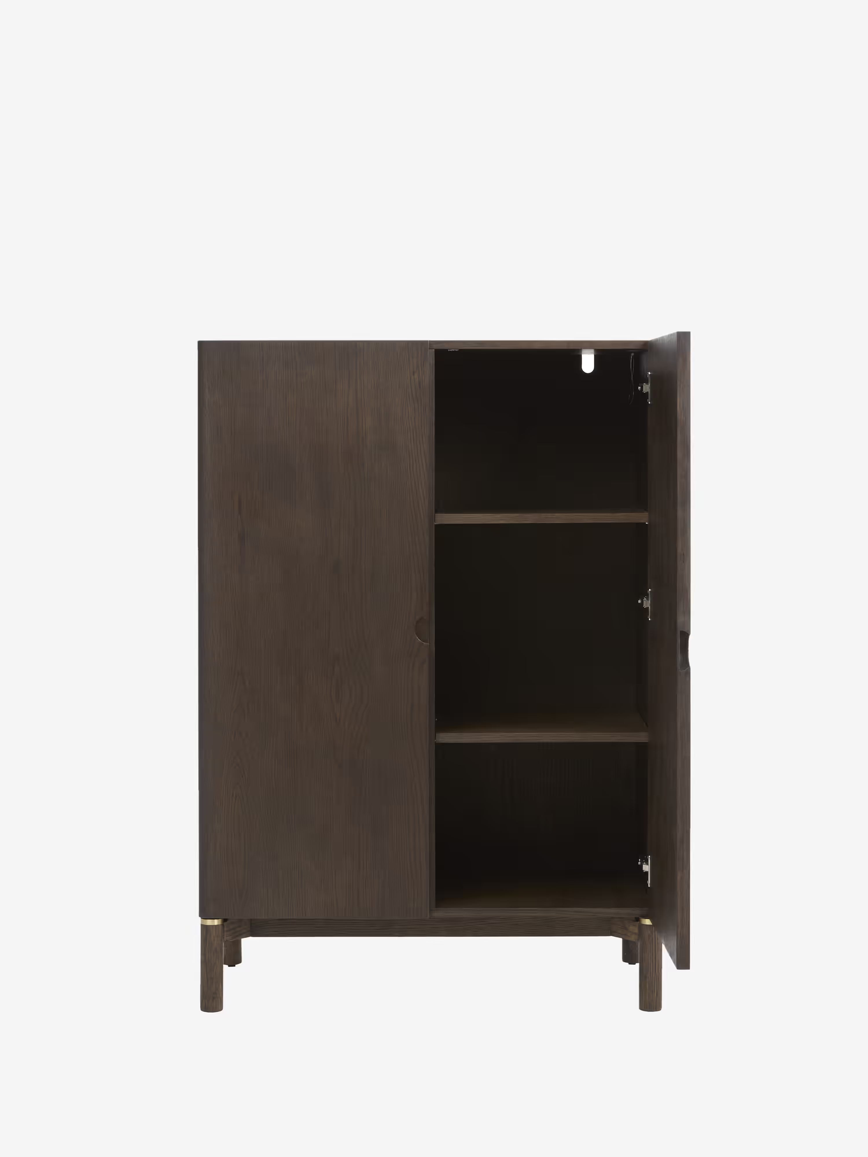 Arun Tall cabinet in dark solid wood - brass finishes 90 x 130 cm