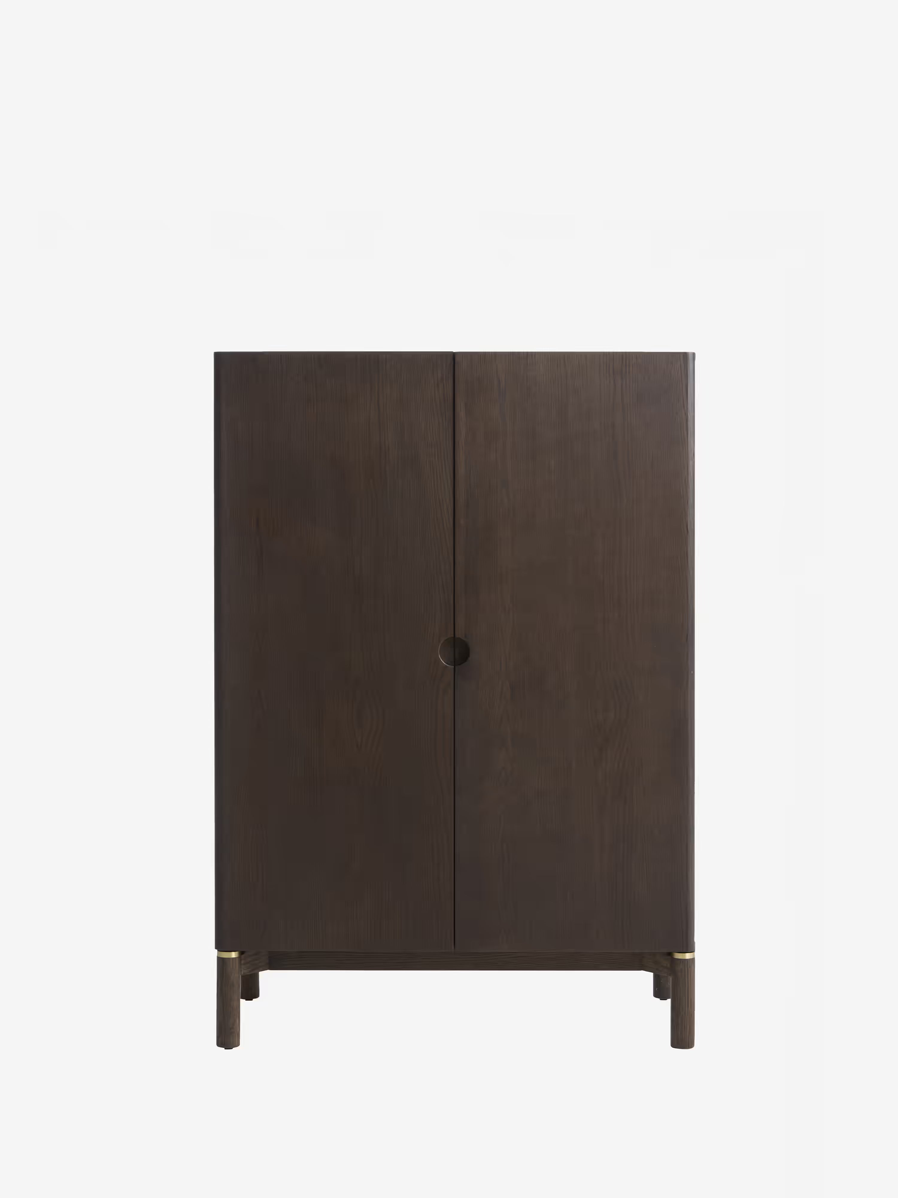 Arun Tall cabinet in dark solid wood - brass finishes 90 x 130 cm