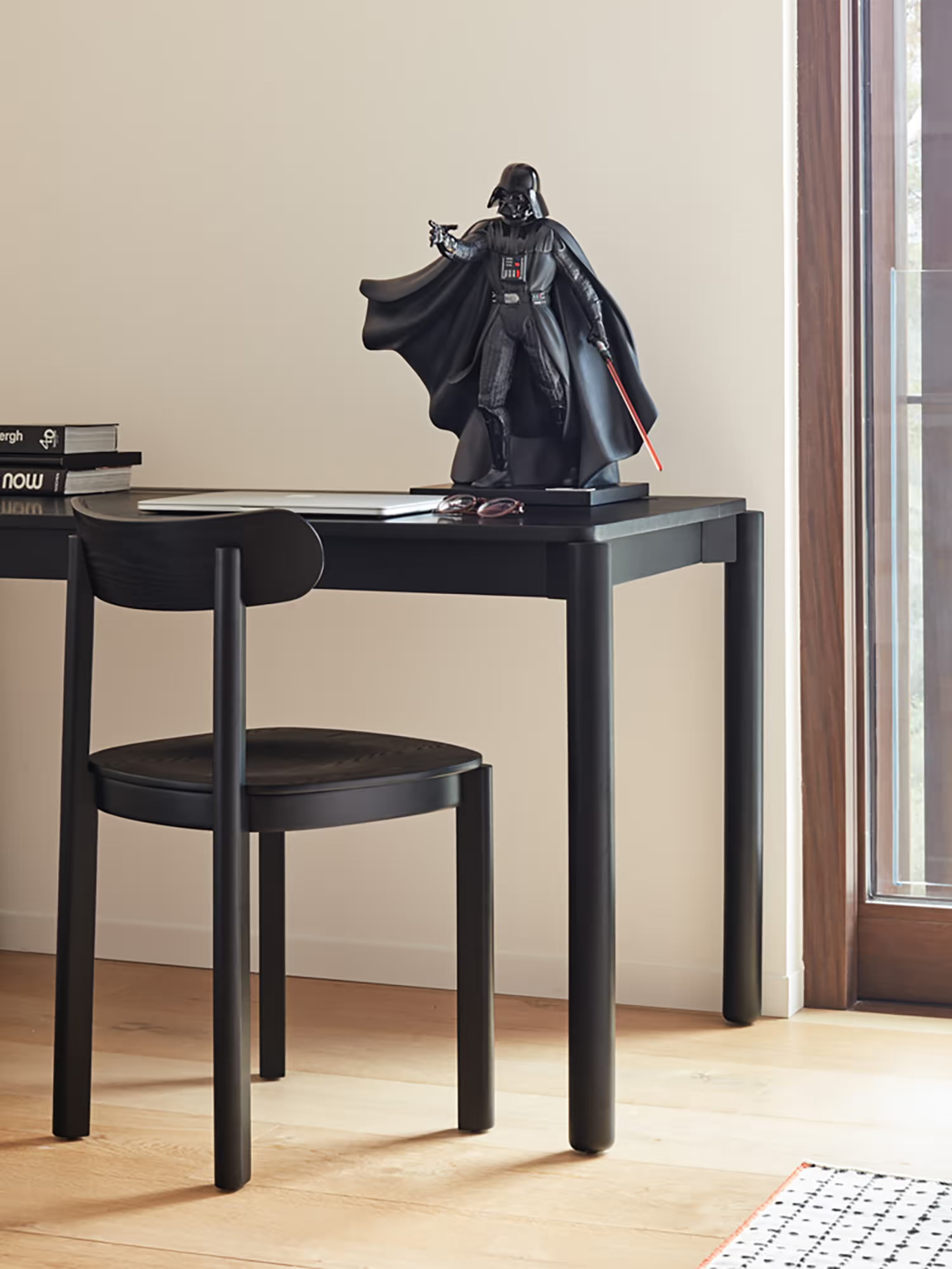 Atlas black ash wood desk with openable compartment - modern and functional design 136 x 68 cm