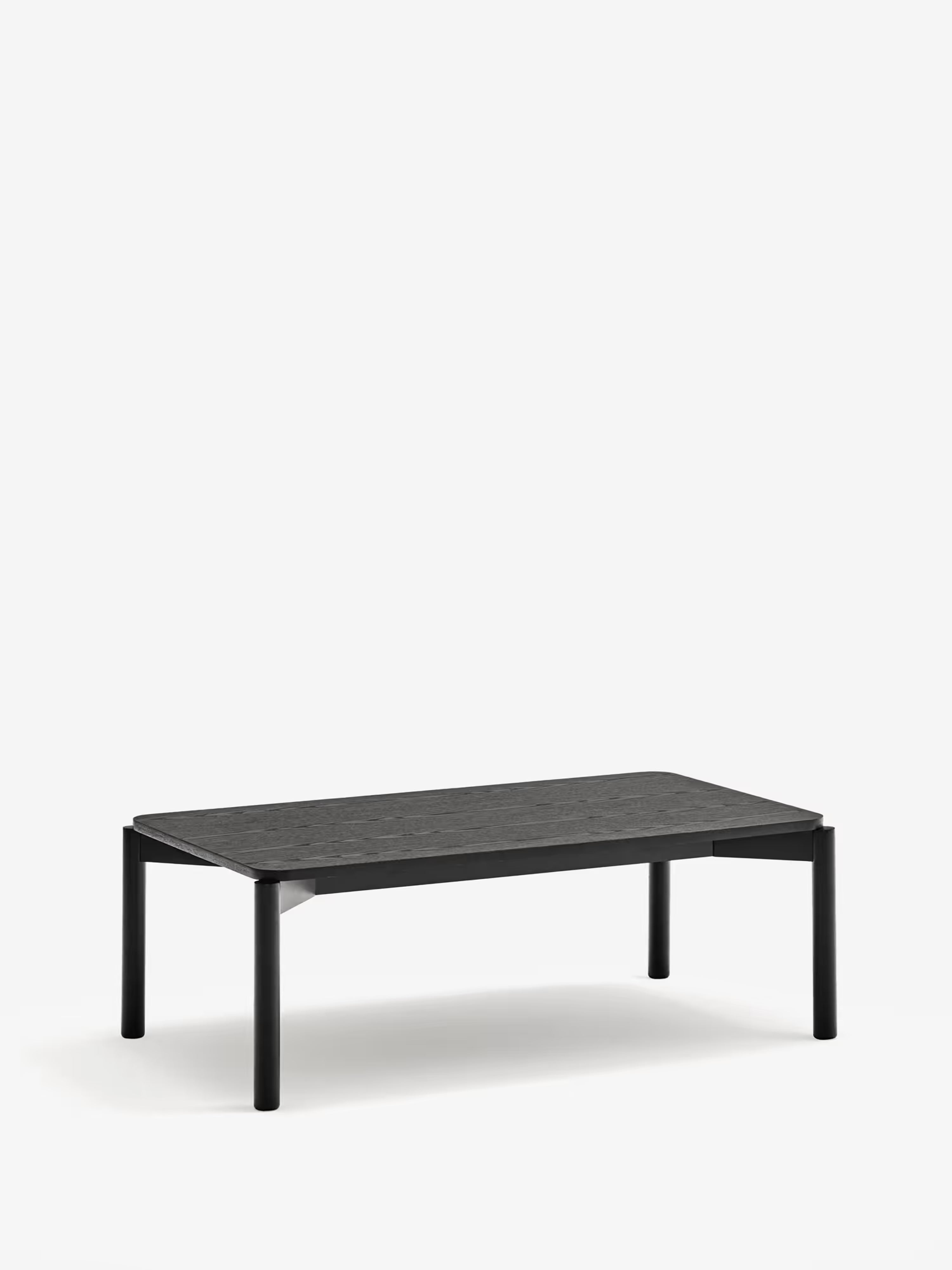 Atlas niedriger Couchtisch aus schwarzem Eschenholz - modernes Design 110 x 40 cm