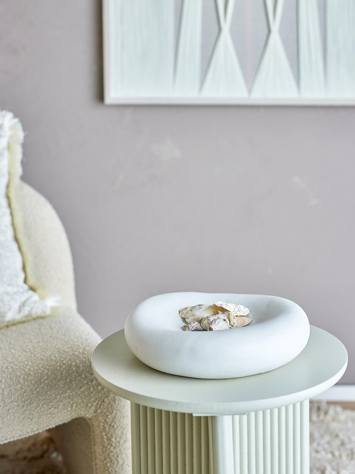 Audra cuenco decorativo de gres blanco con diseño orgánico Ø30 cm