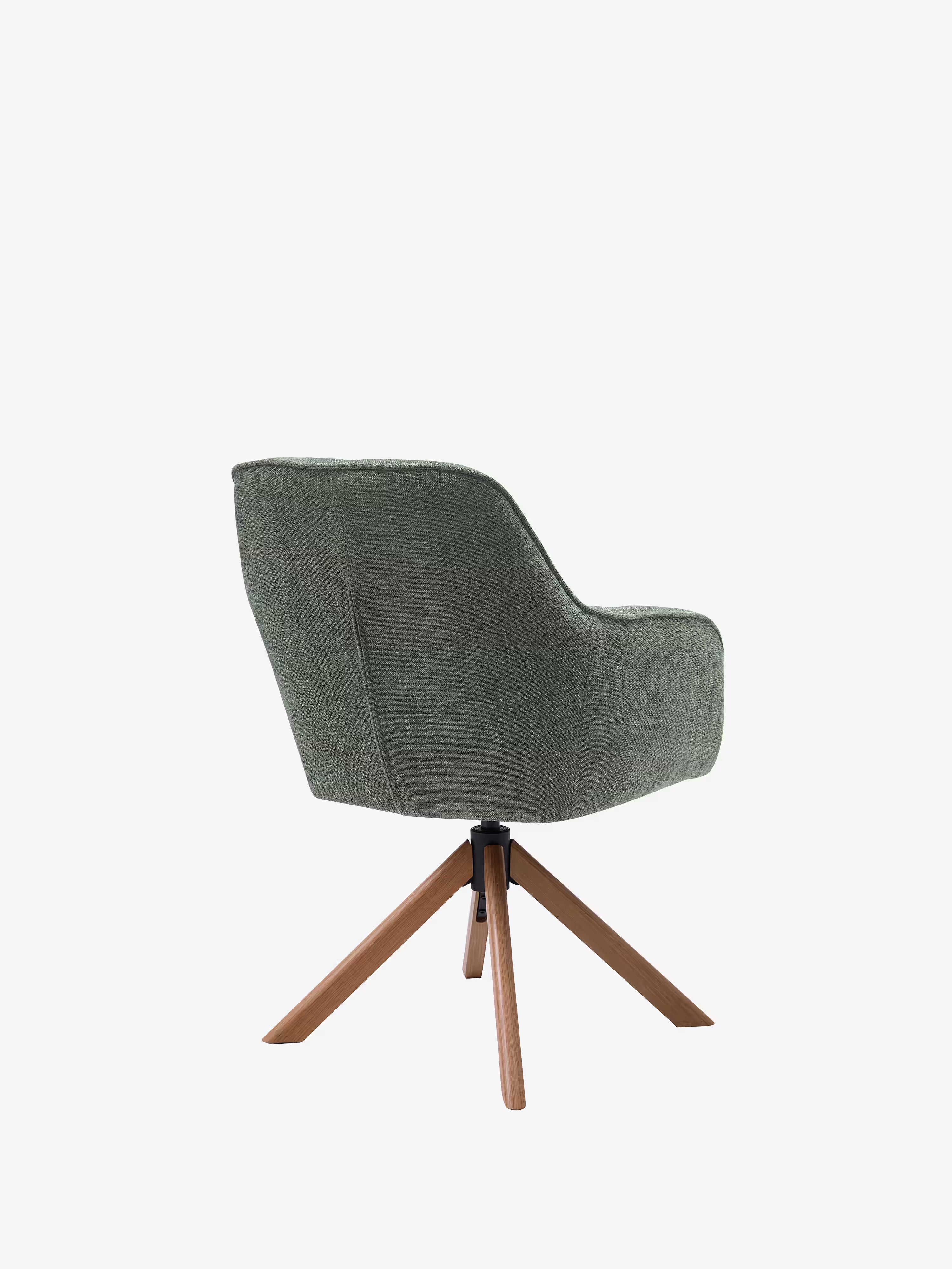 Avola Chaise pivotante en tissu effet velours côtelé avec base en bois