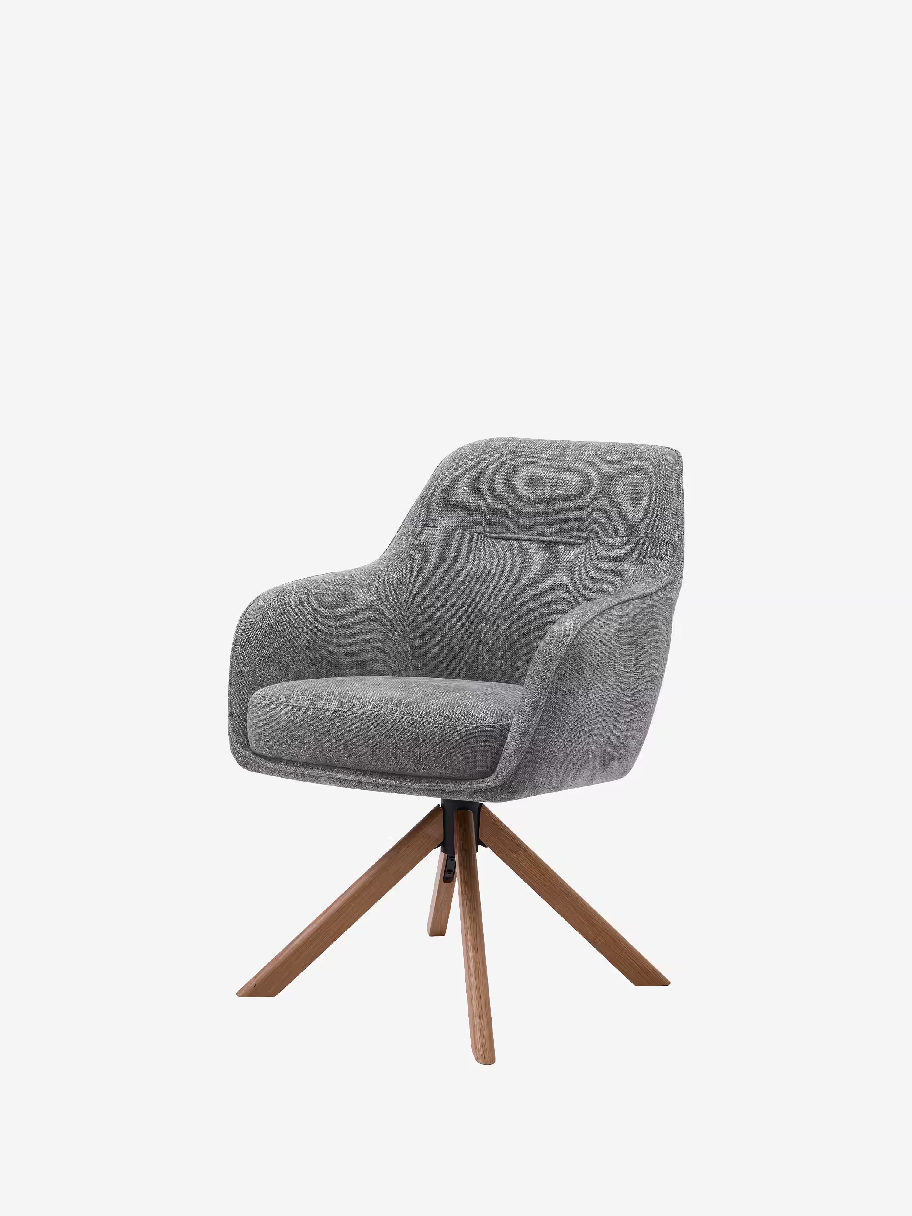 Avola Chaise pivotante en tissu effet velours côtelé avec base en bois