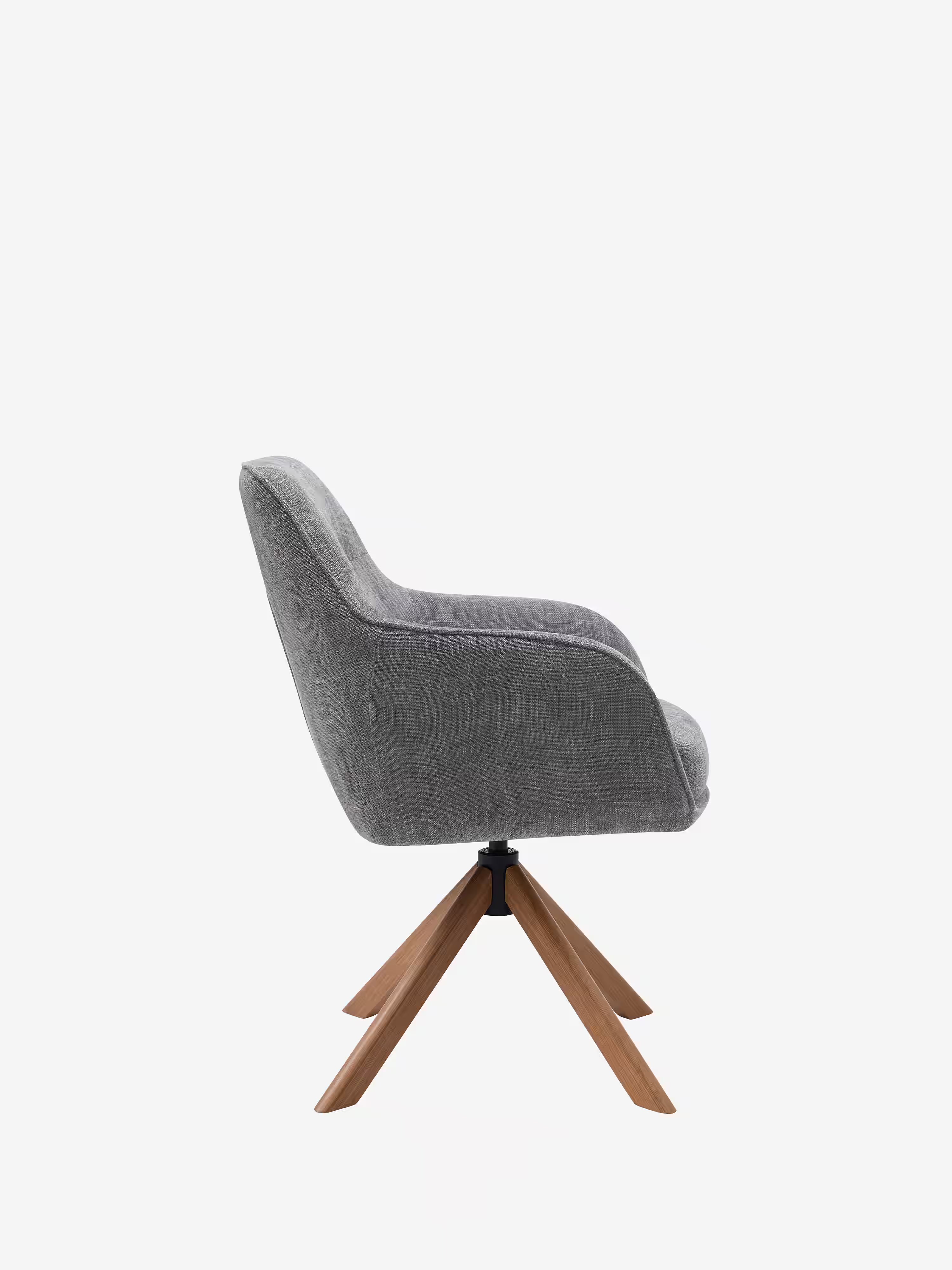 Avola Chaise pivotante en tissu effet velours côtelé avec base en bois
