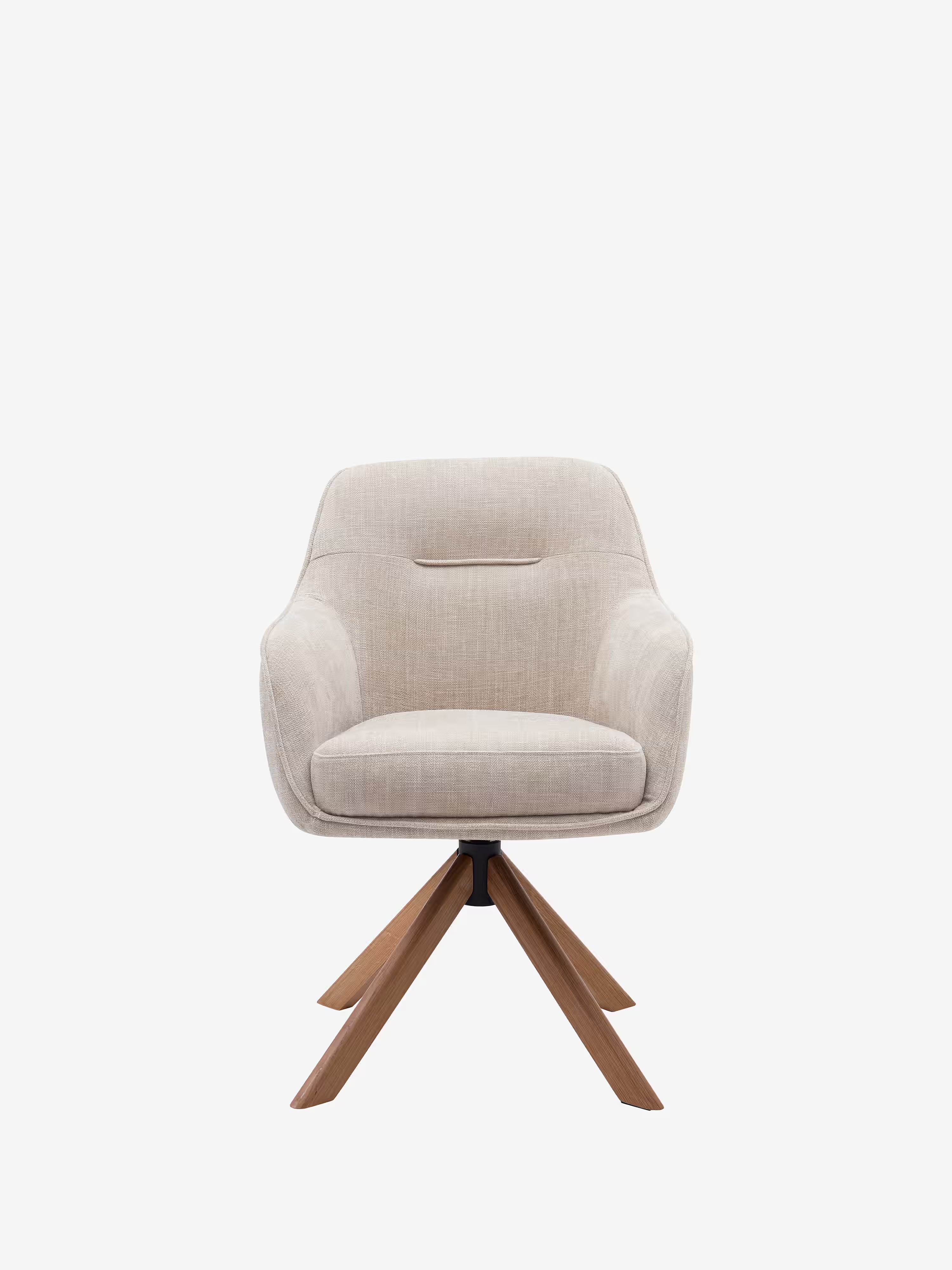 Avola Chaise pivotante en tissu effet velours côtelé avec base en bois