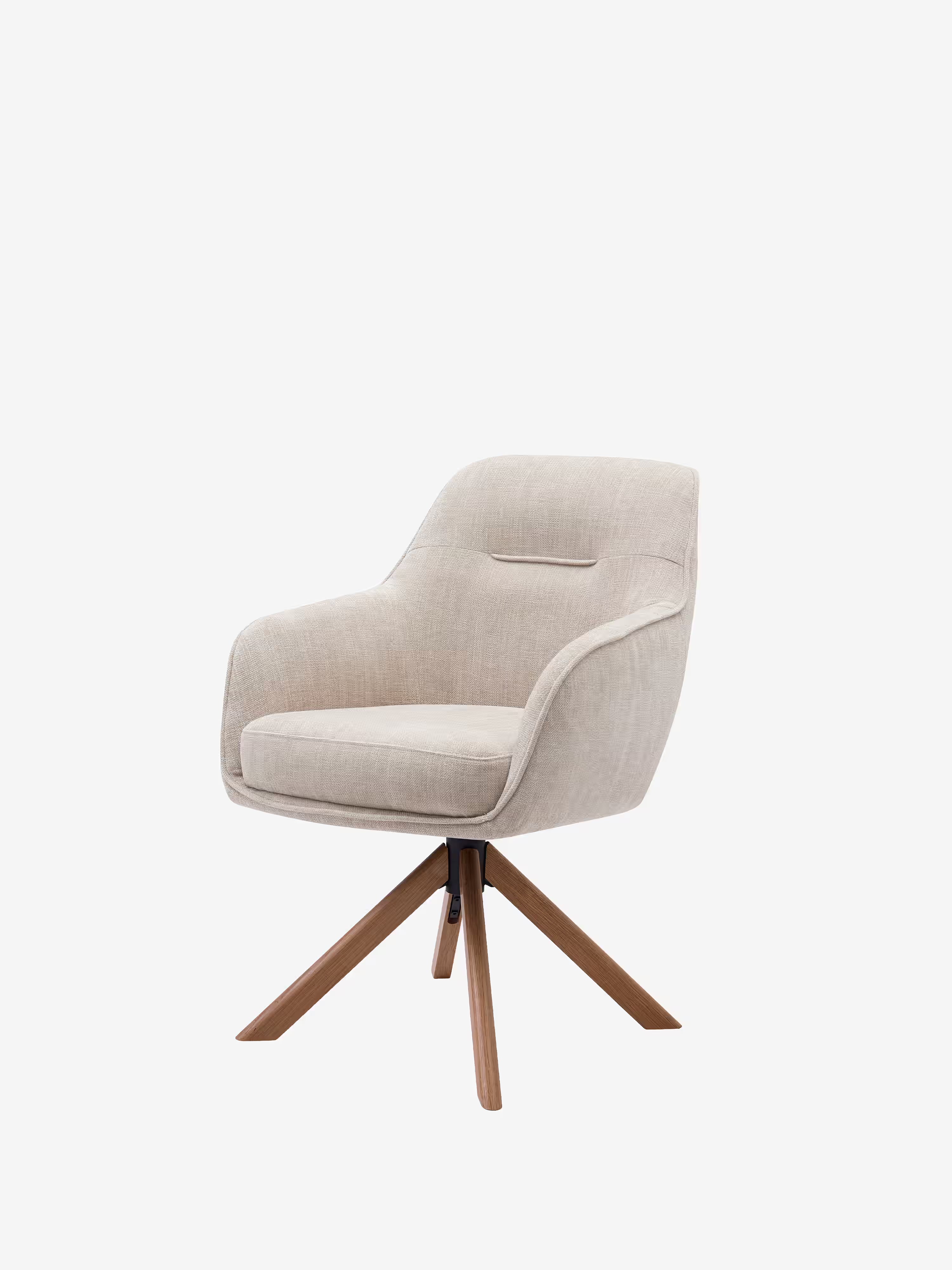 Avola Chaise pivotante en tissu effet velours côtelé avec base en bois