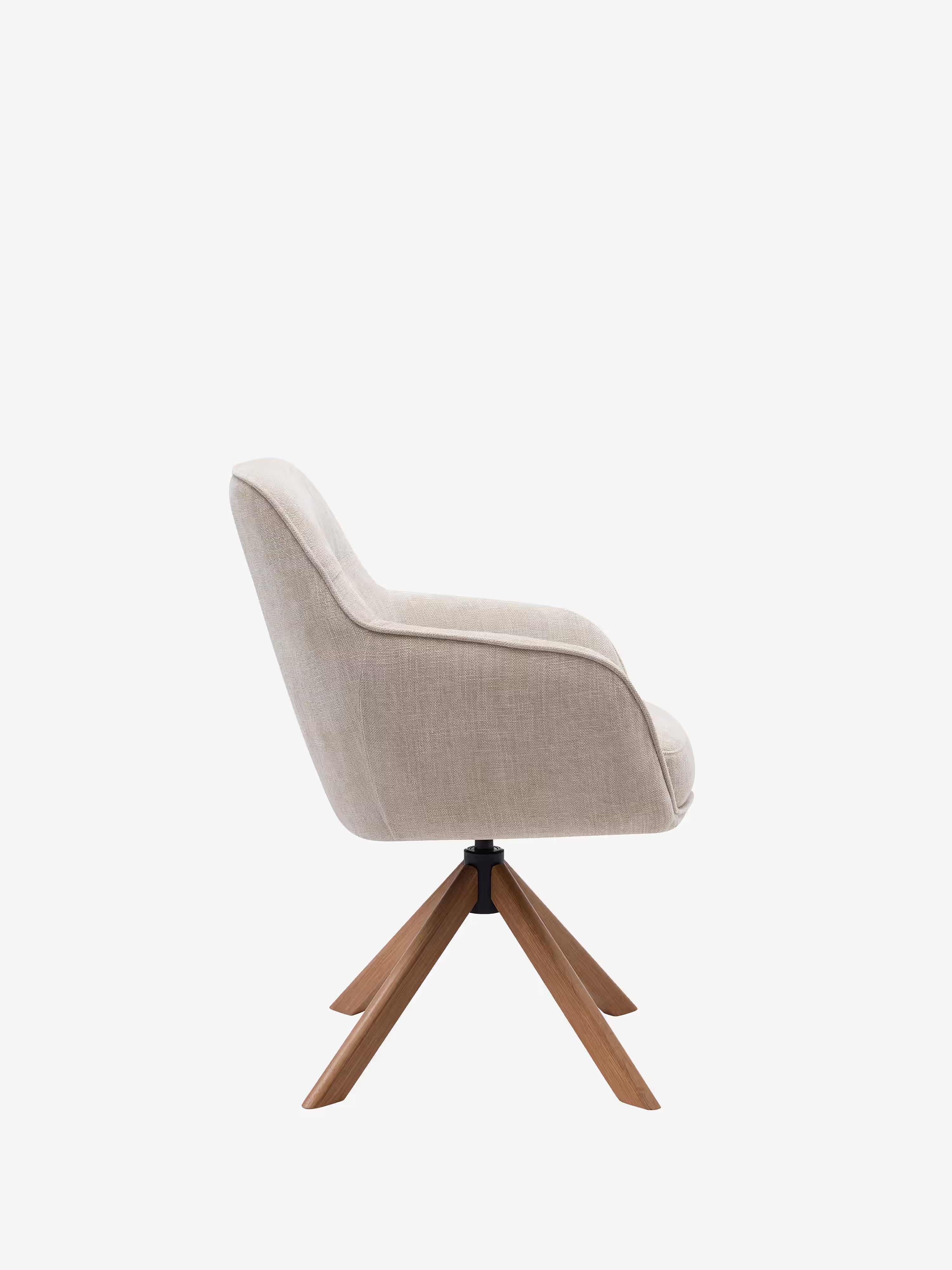 Avola Chaise pivotante en tissu effet velours côtelé avec base en bois