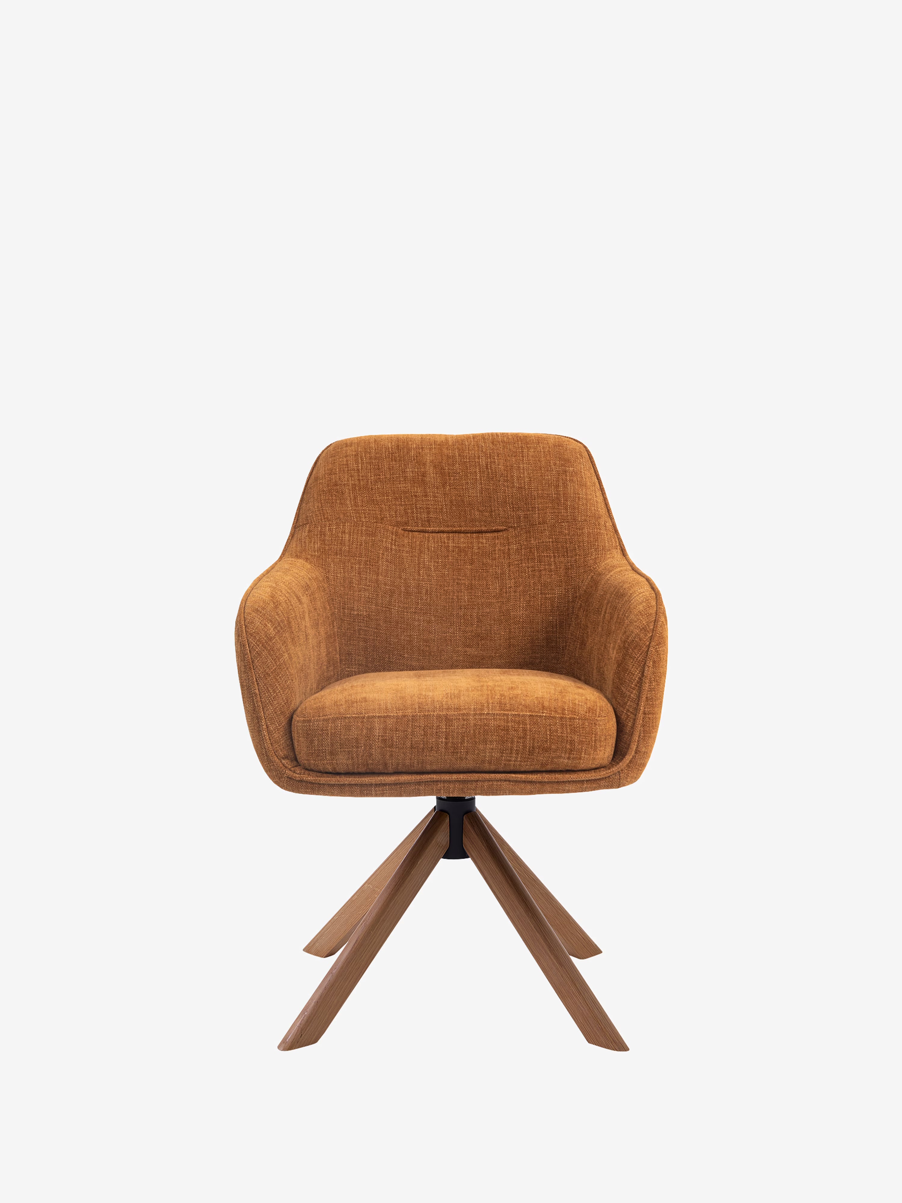 Avola Chaise pivotante en tissu effet velours côtelé avec base en bois
