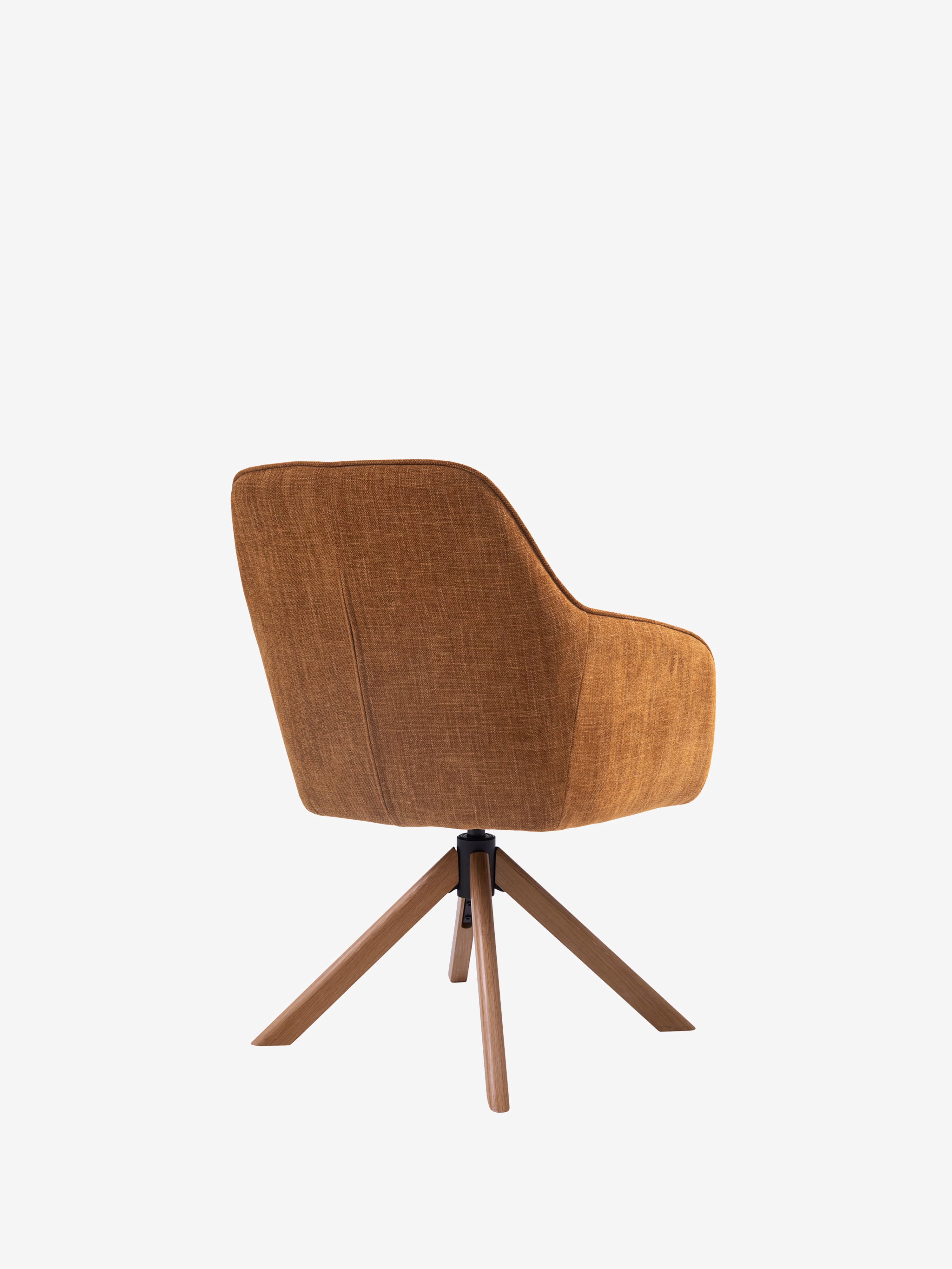 Avola Chaise pivotante en tissu effet velours côtelé avec base en bois