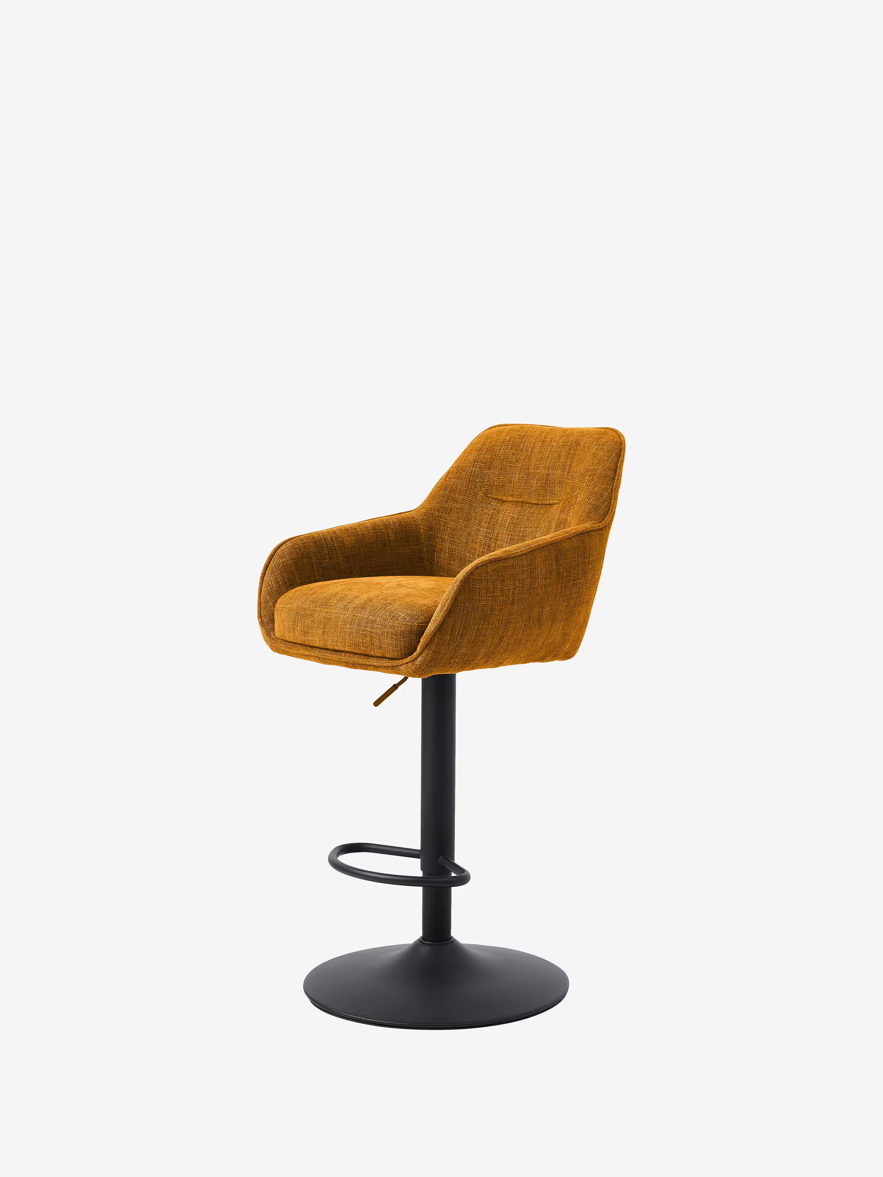 Avola Tabouret pivotant en tissu effet velours côtelé avec base en métal réglable