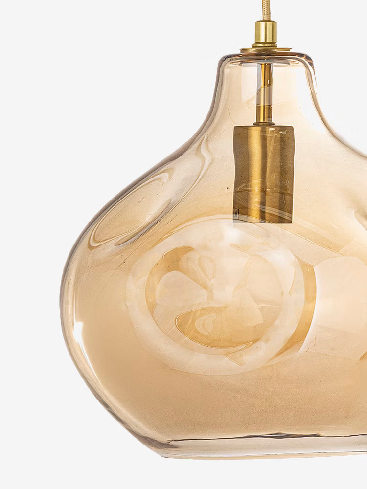 Azizi Suspension en verre soufflé marron de forme douce