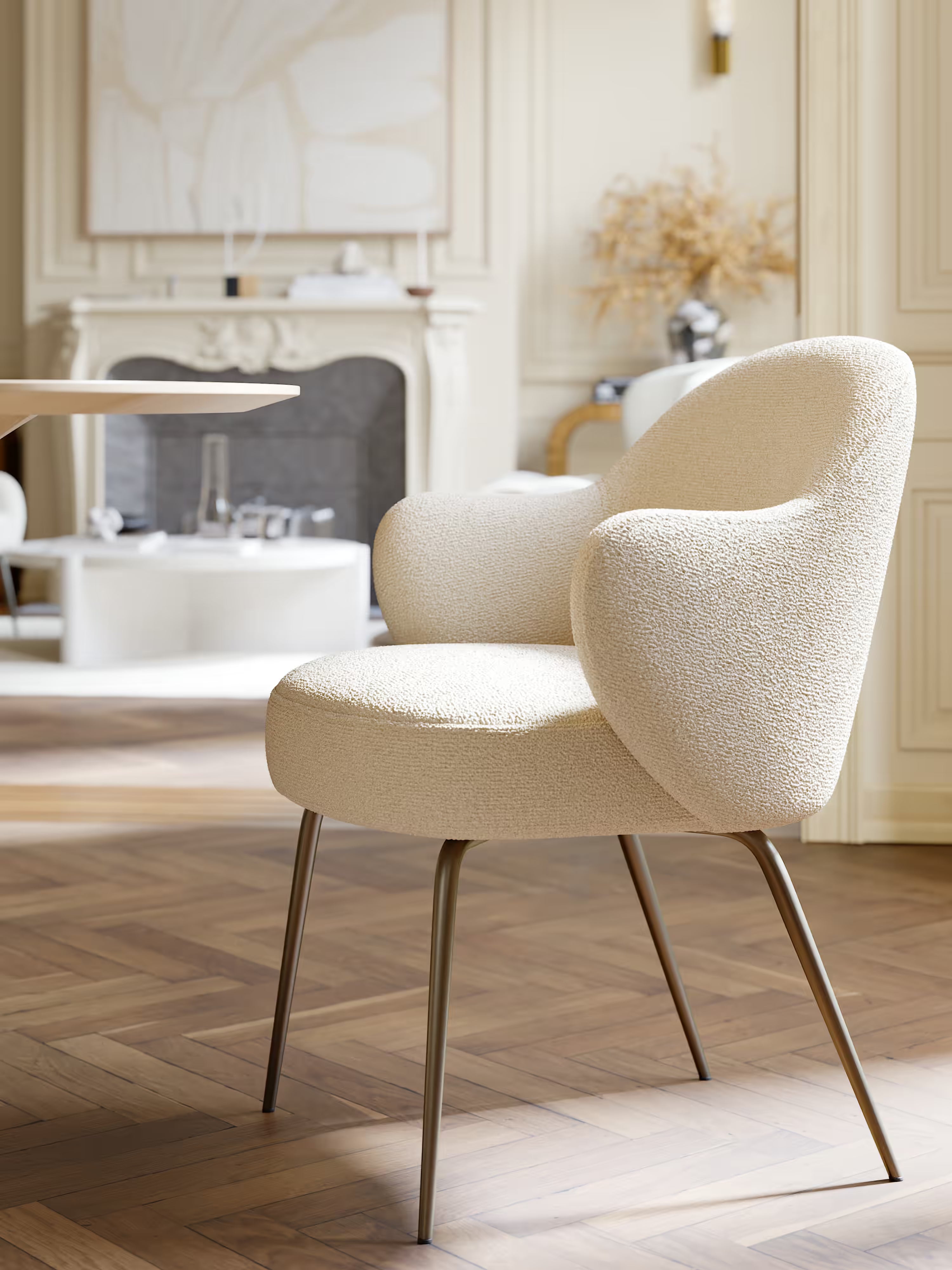 Bae Bouclé chair with pocket springs – soft elegance, superior comfort