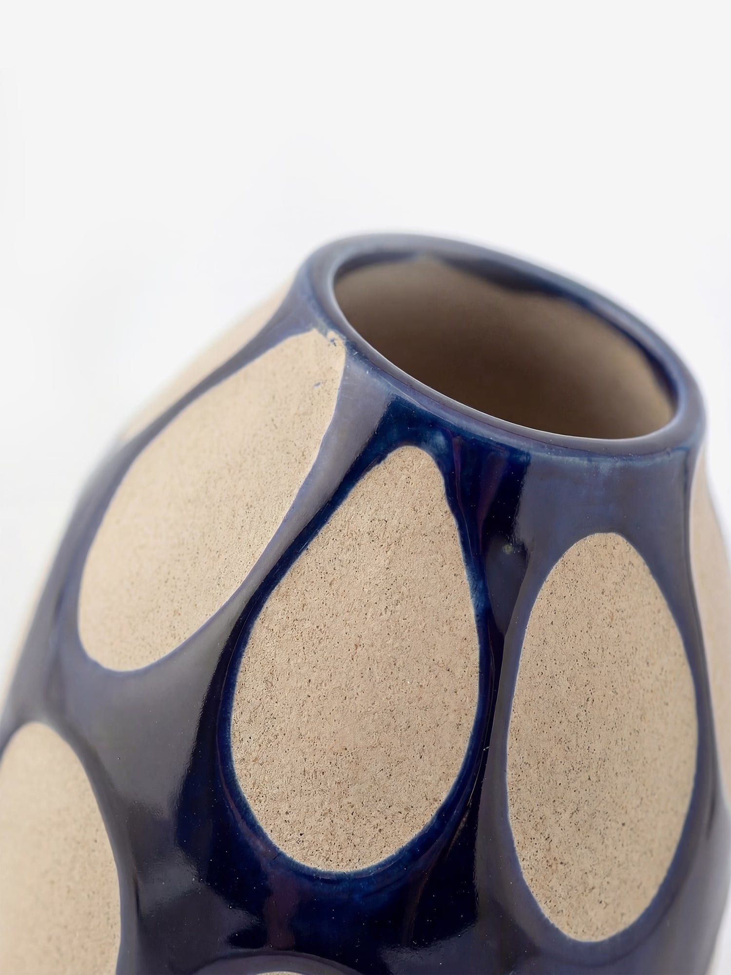 Bashir jarrón decorativo de gres azul con motivo gráfico Ø14,5xH20 cm