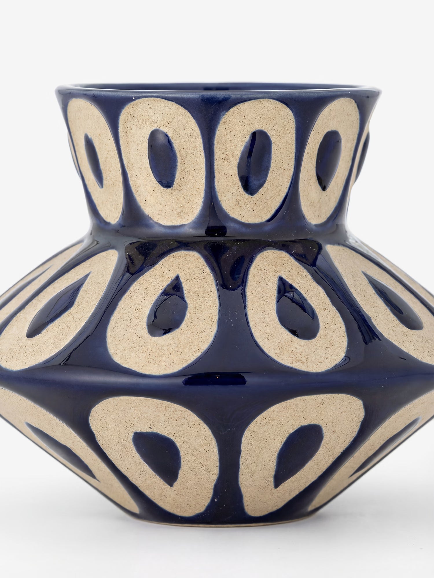 Bashir jarrón escultórico de gres azul con forma geométrica Ø16xH12 cm