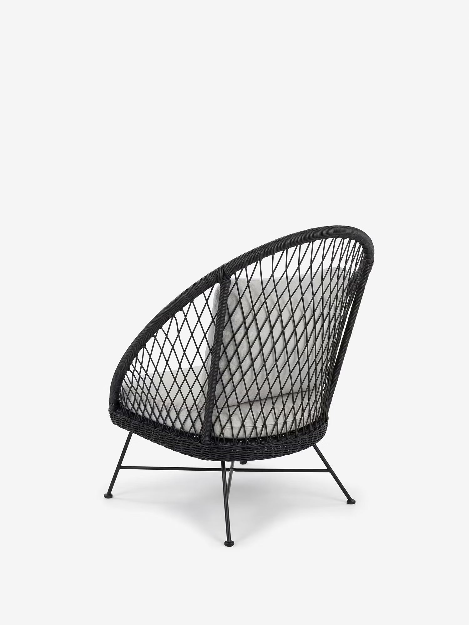 Nyra Outdoor armchair in black wicker and aluminum with sand cushions