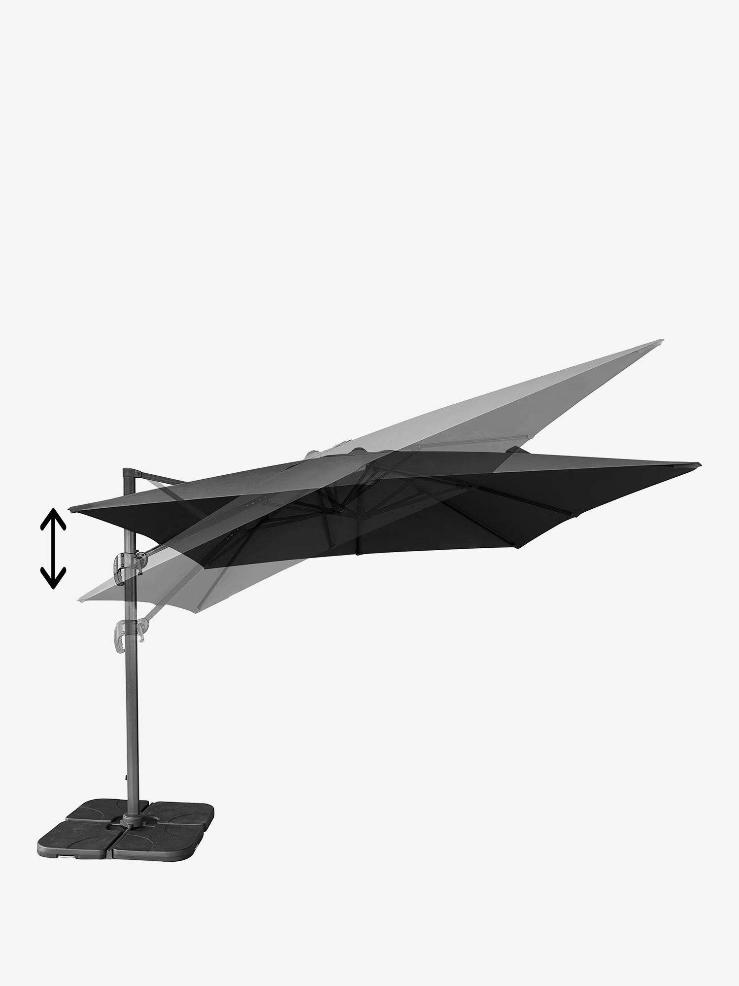 Base para sombrilla de jardín de brazo lateral - parasol 295x295 cm negro con base incluida