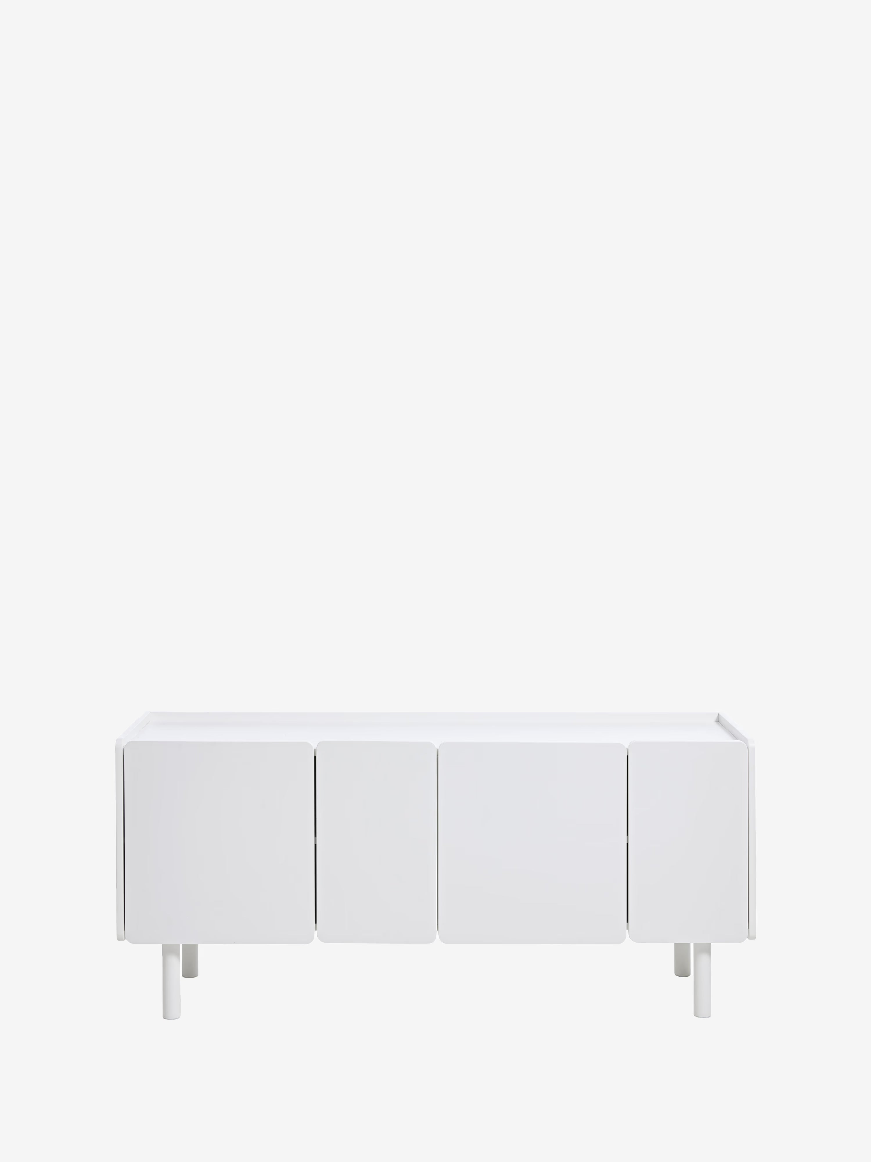 Bera white sideboard with metal legs – modern 4-door cabinet 160 x 70 cm
