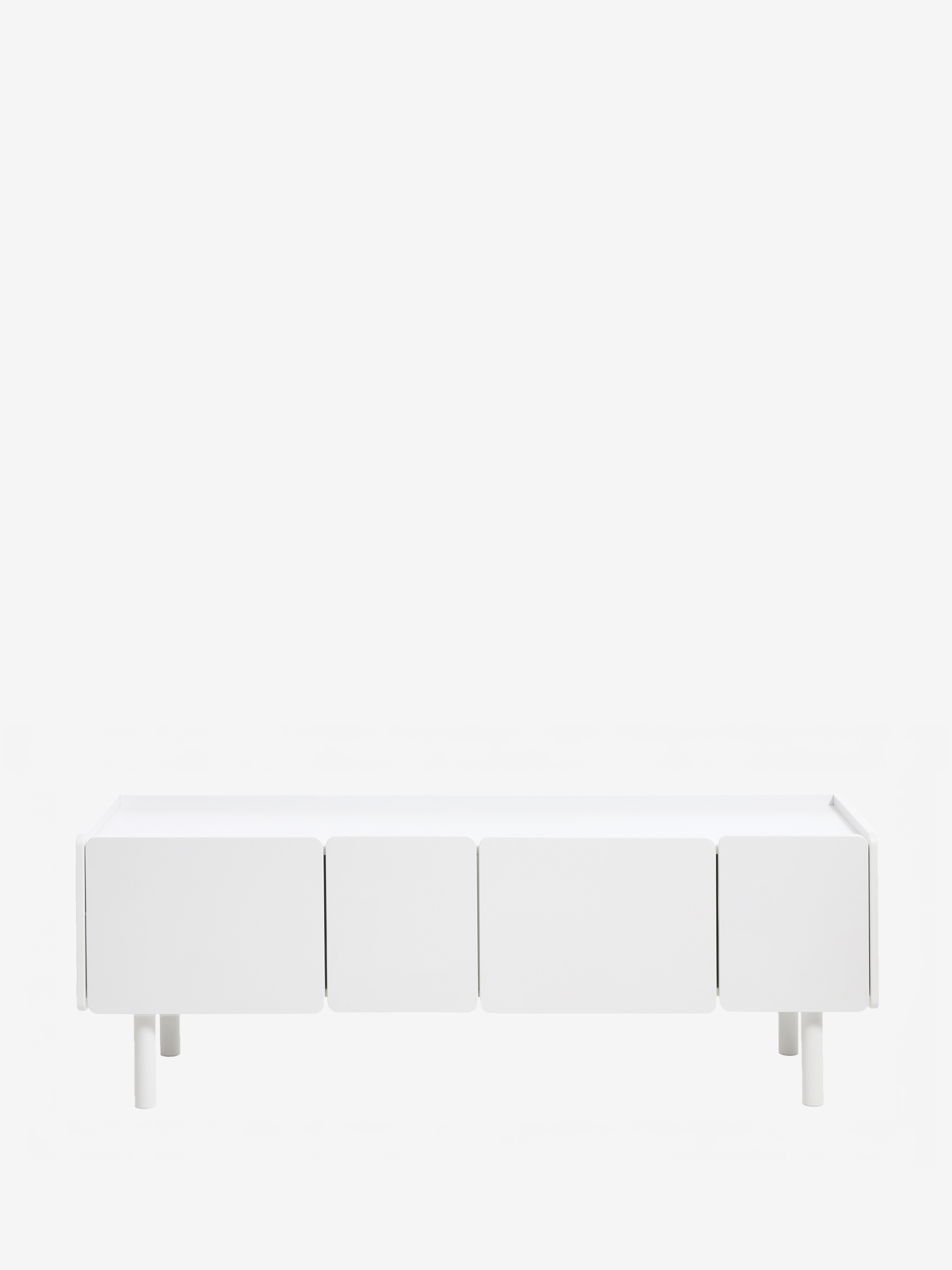 Bera TV unit in white lacquered MDF with rounded edges – modern design 160 x 45 cm