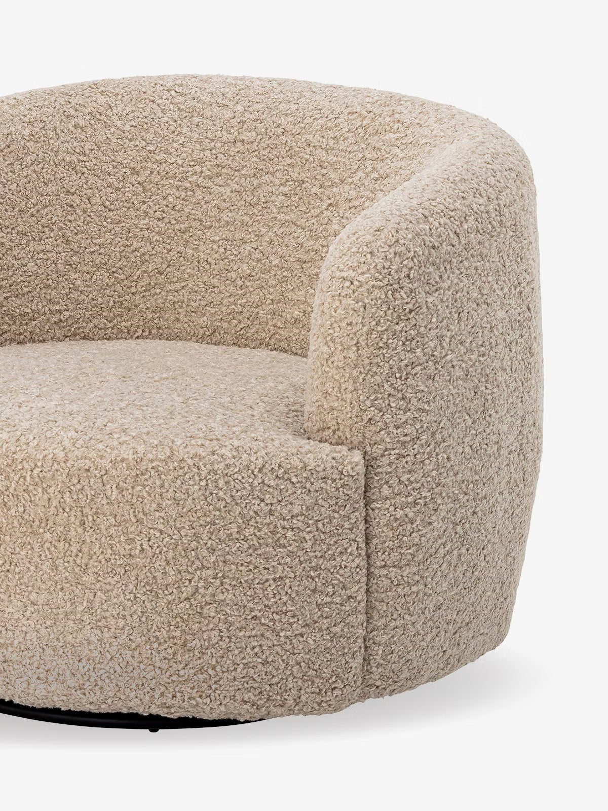 BOCCA Poltroncina lounge girevole in tessuto teddy color beige mandorla