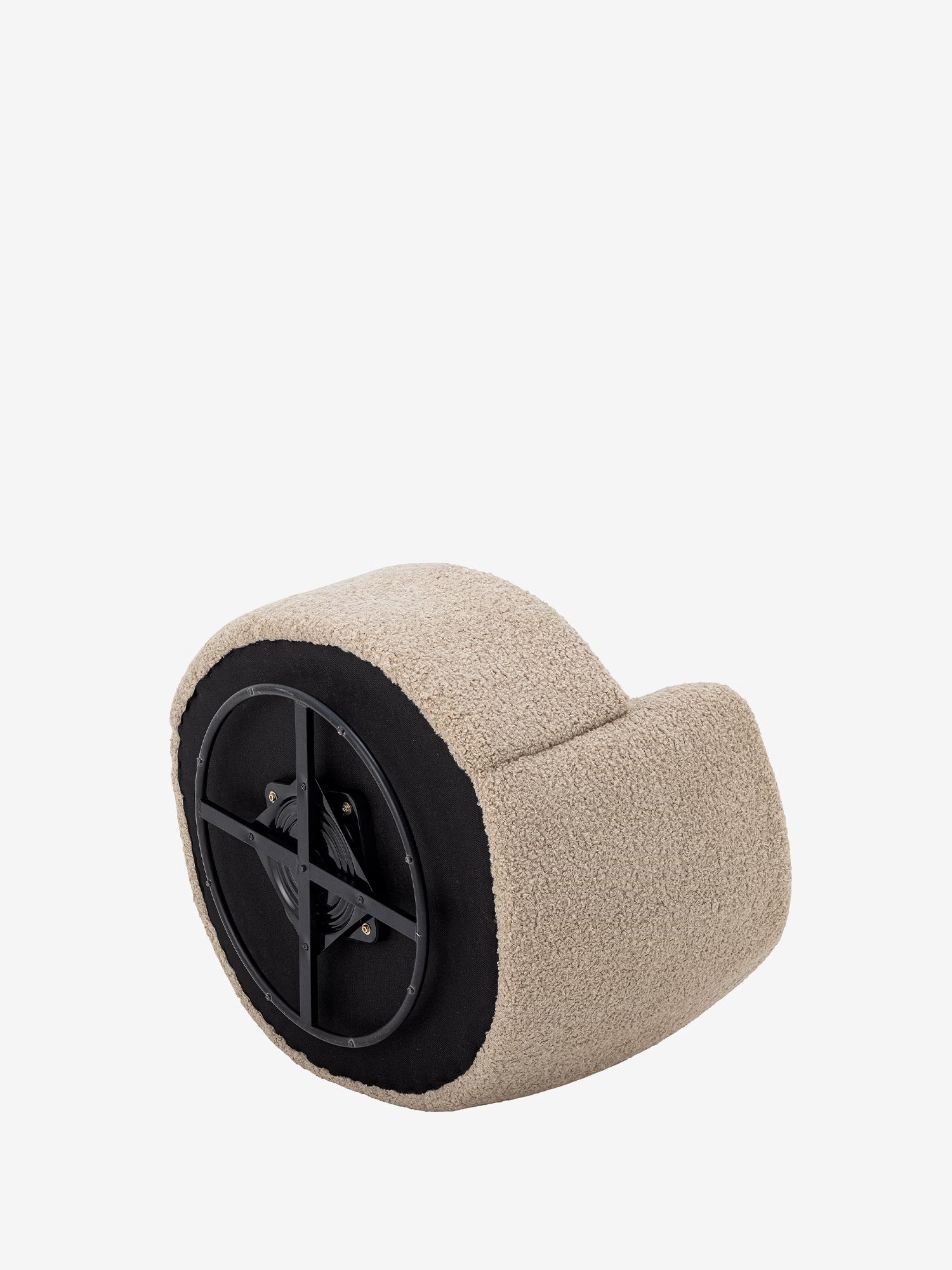 BOCCA Poltroncina lounge girevole in tessuto teddy color beige mandorla